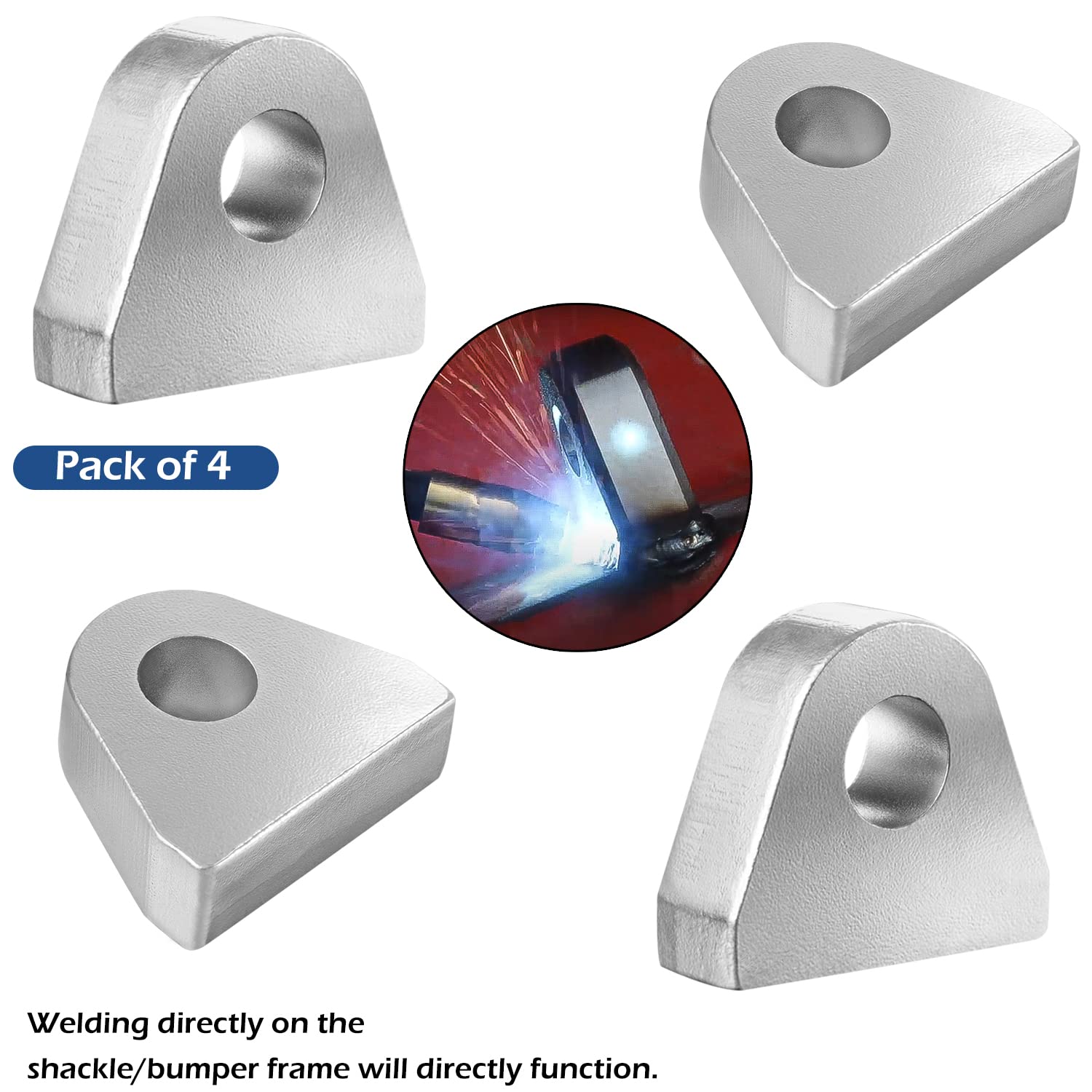 Danti Weld on Shackle/Clevis Mounts - 1" Thick Steel, Silver, Pack of 4, Model UU-4PCS