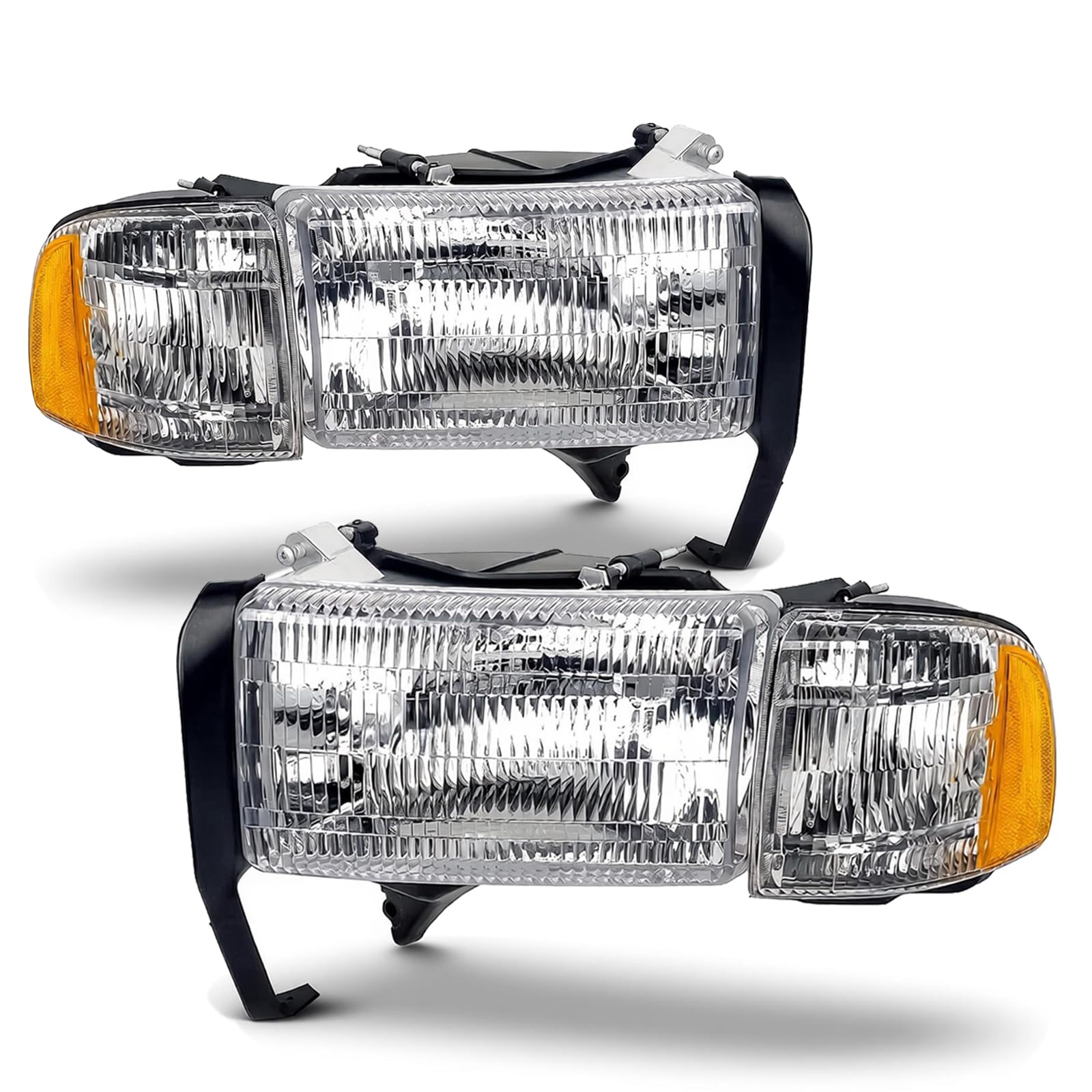 APSVE Headlights Assembly compatible with 1994-2001 Dodge Ram 1500,94-02 RAM 2500 3500,Fit Non-Sport Models Only, Headlamp w/Bul