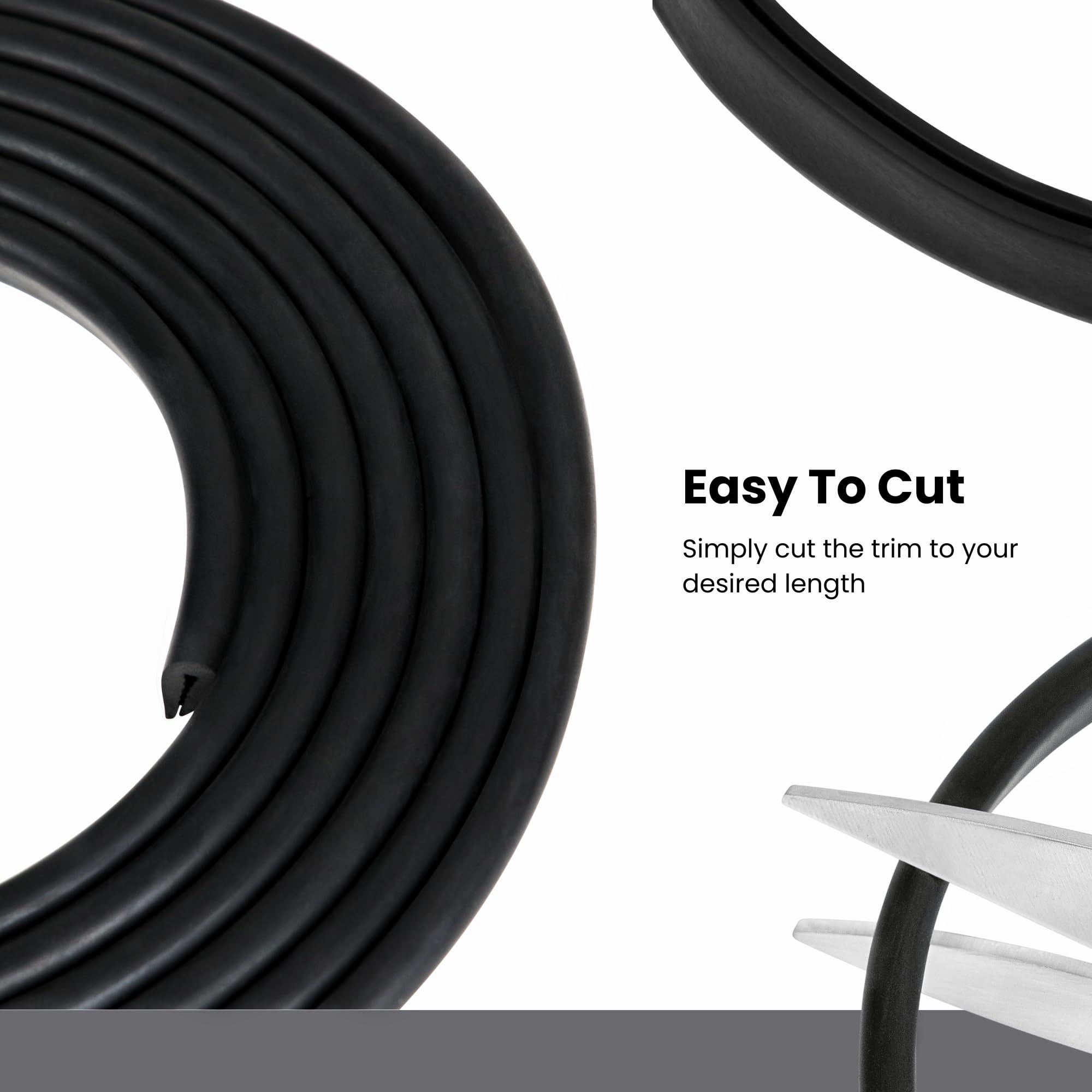 Black U Channel Edge Trim Seal Epdm 15/32'' High X 19/64'' Wide (40 Feet)