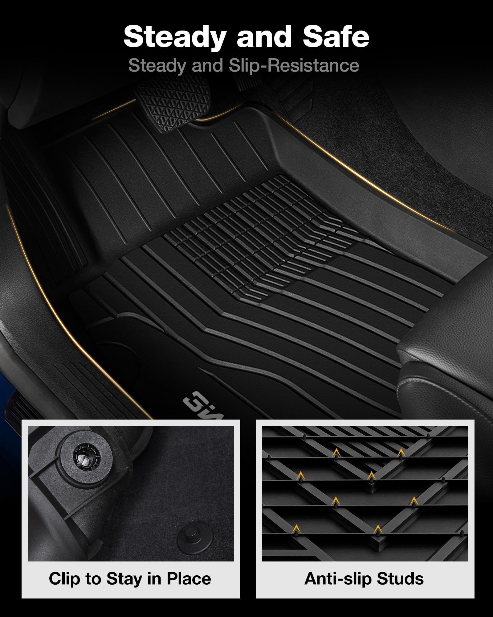 3W Floor Mats Fit For Benz Ml/Gl/Gle/Gls Series 2012-2019, Tpe All Weather Custom Fit Floor Liner For 1St And 2Nd Row Full Set C