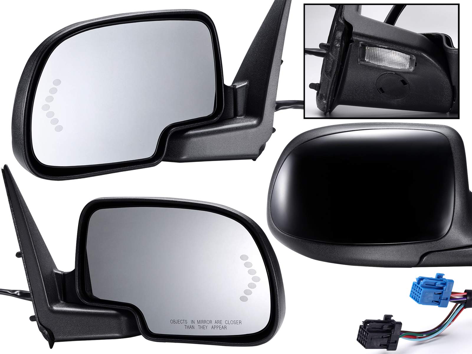 APA Replacement Rear View Mirror Power Folding Heated Signal Memory Puddle for 2003-2007 SILVERADO SIERRA TAHOE YUKON ESCALADE P