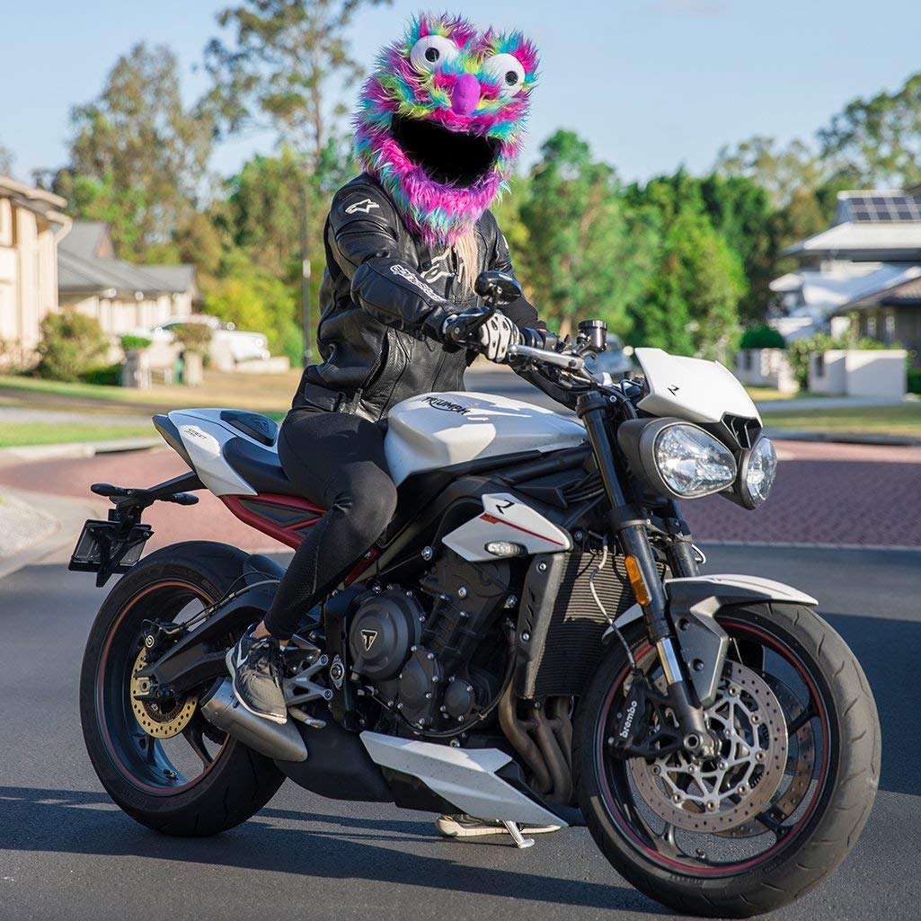 Moto Loot Helmet Cover for Motorcycle Helmet, Fun Rides and Gifts (Cover Only. Helmet Not Included) - Rainbow Long Fur