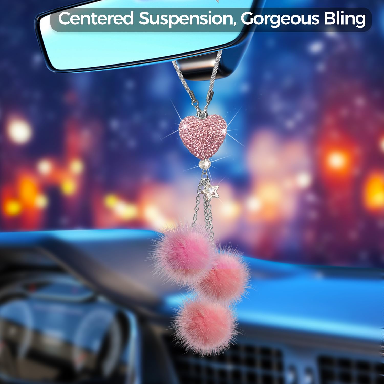 Pink Bling Car Accessories Interior For Women - Girly Crystal Car Rearview Mirror Decor, Cute Rinestones Diamond Para Carro De M