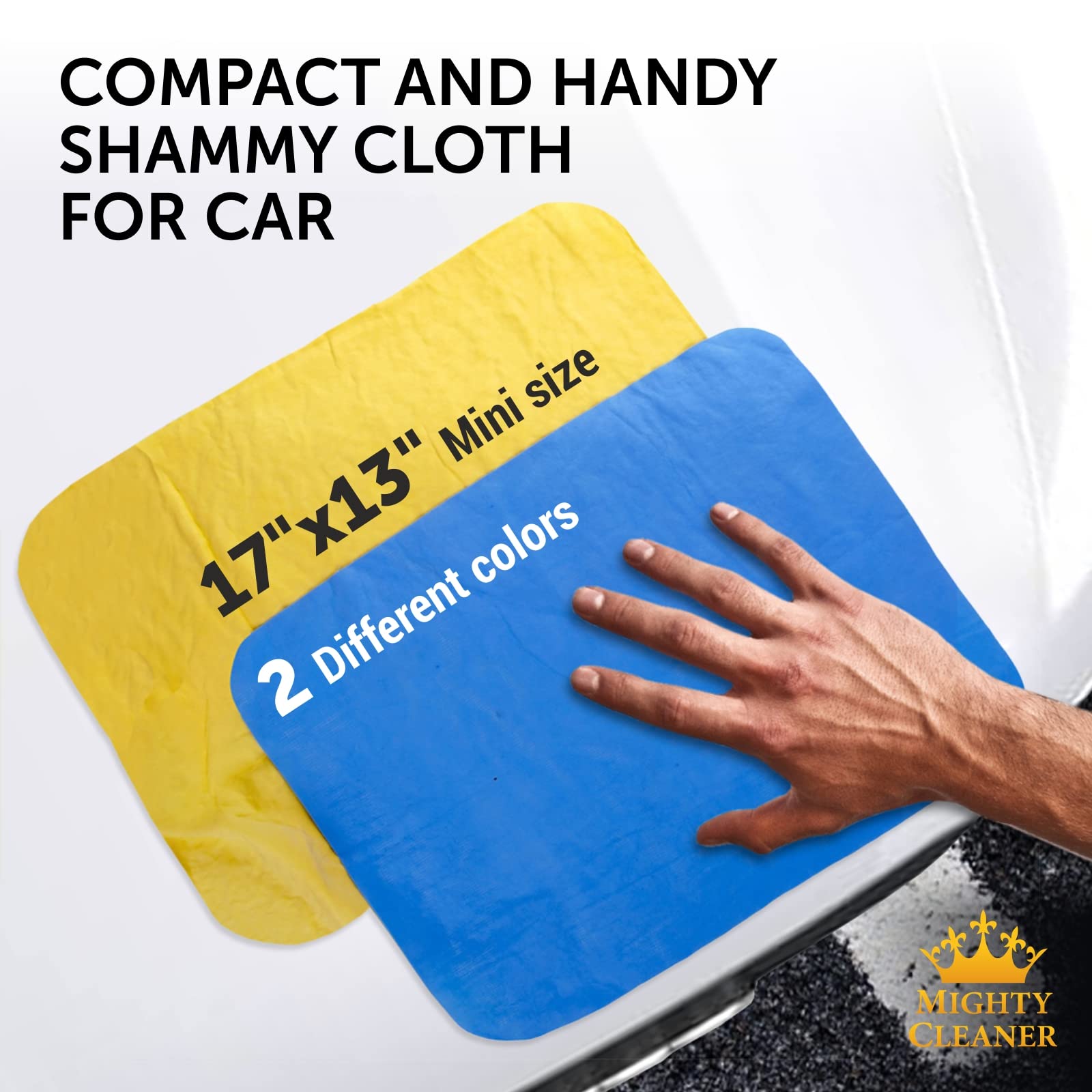 Premium 2Pk Mini +1 Free Shammy Cloth For Car Drying - (17X13) - Super Absorbent Chamois Towel For Car - Reusable Shammy Towel F