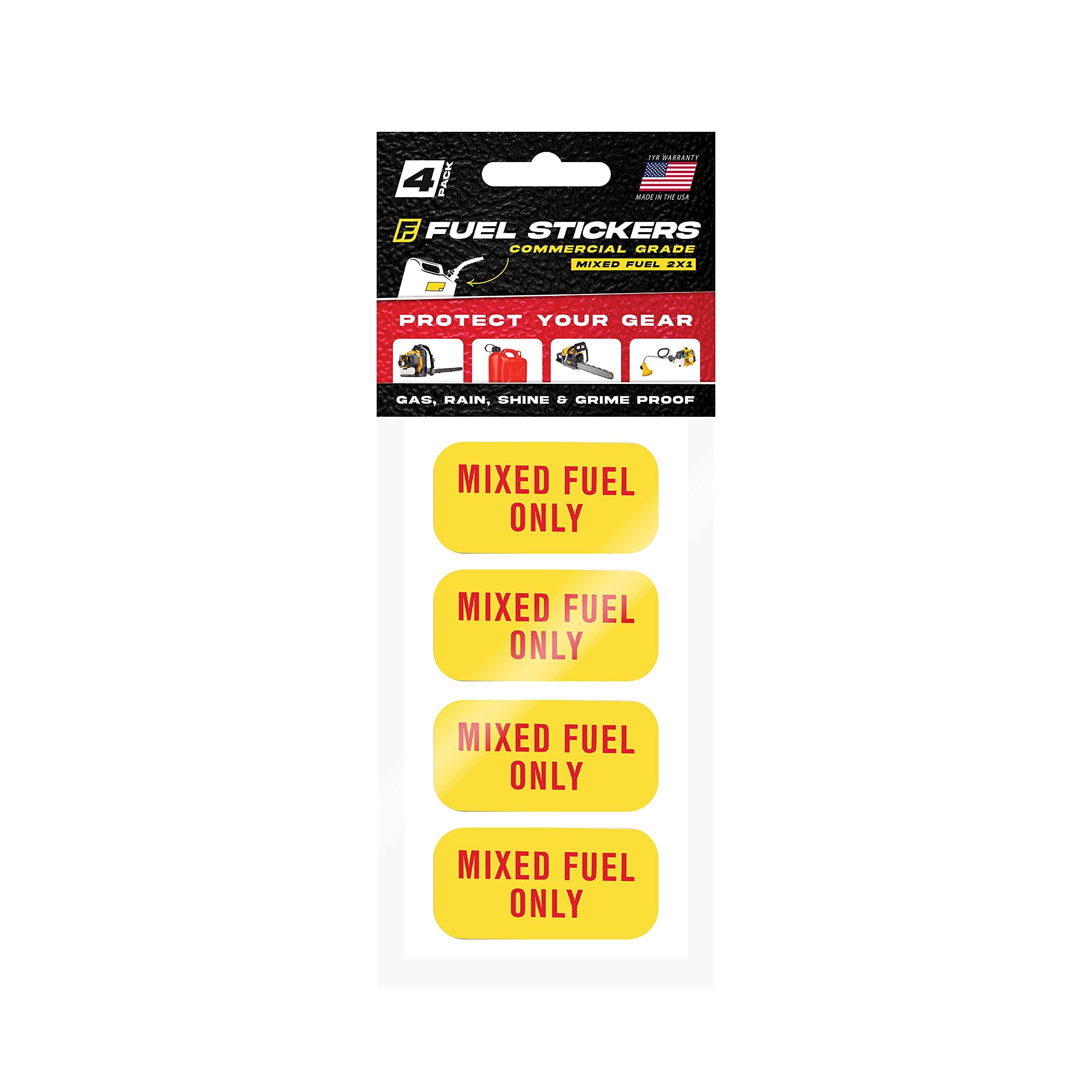 Mixed Fuel Only Stickers, 2 Cycle Labels For Outdoor Fuel Power Equipment - Weather Proof, Extreme Stick, Commercial Grade Label