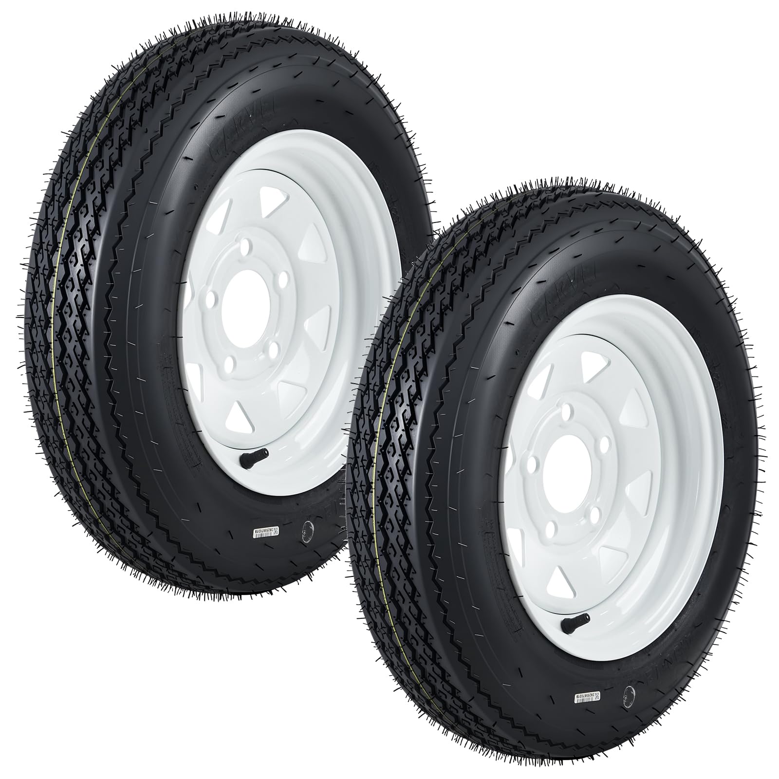 GarveeTech 4.80-12 480-12 480X12 Trailer Tire and Wheel Assembly, Heavy-Duty Load Range C 6PR, 5 Lug White Spoke Wheel, 12 Inch 