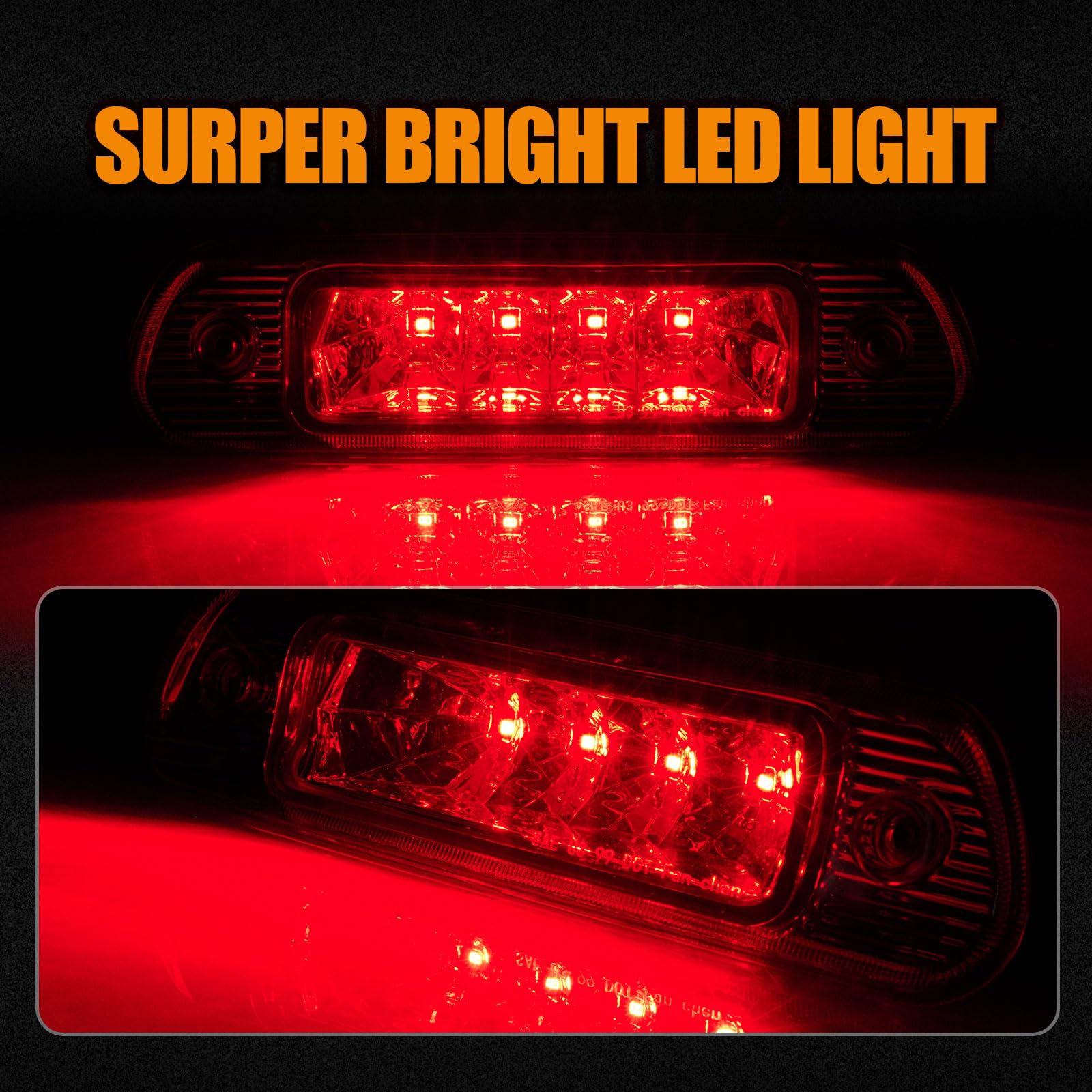Cxdar Third 3Rd Brake Led For 1999-2004 Jeep Grand Cherokee, High Mount Rear Brake Lights Assembly For 99-04 Grand Cherokee, Wat