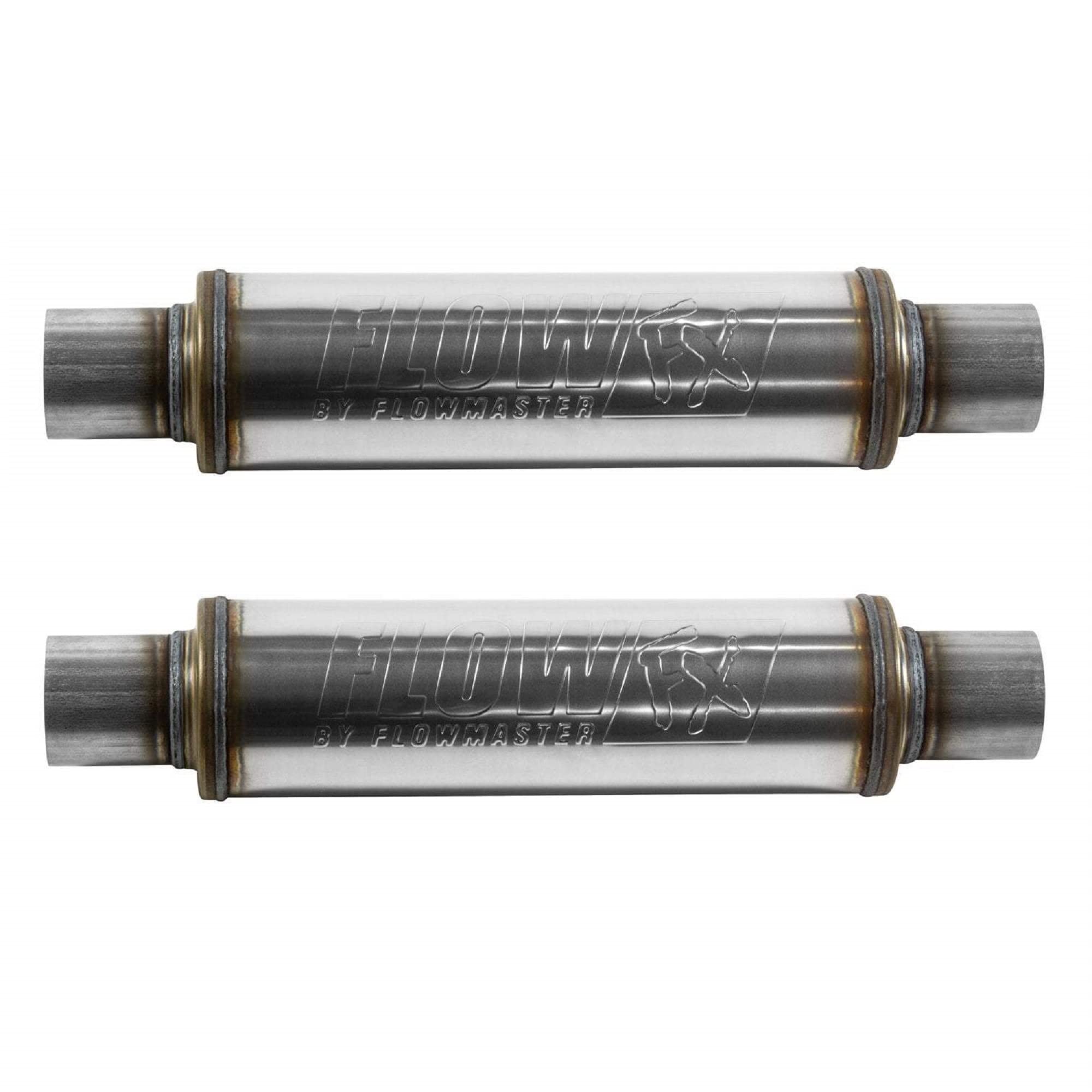 Muffler 2-Pack Compatible with Flowmaster FlowFX 71416, 2.5 In/Out Center Round, Moderate Sound