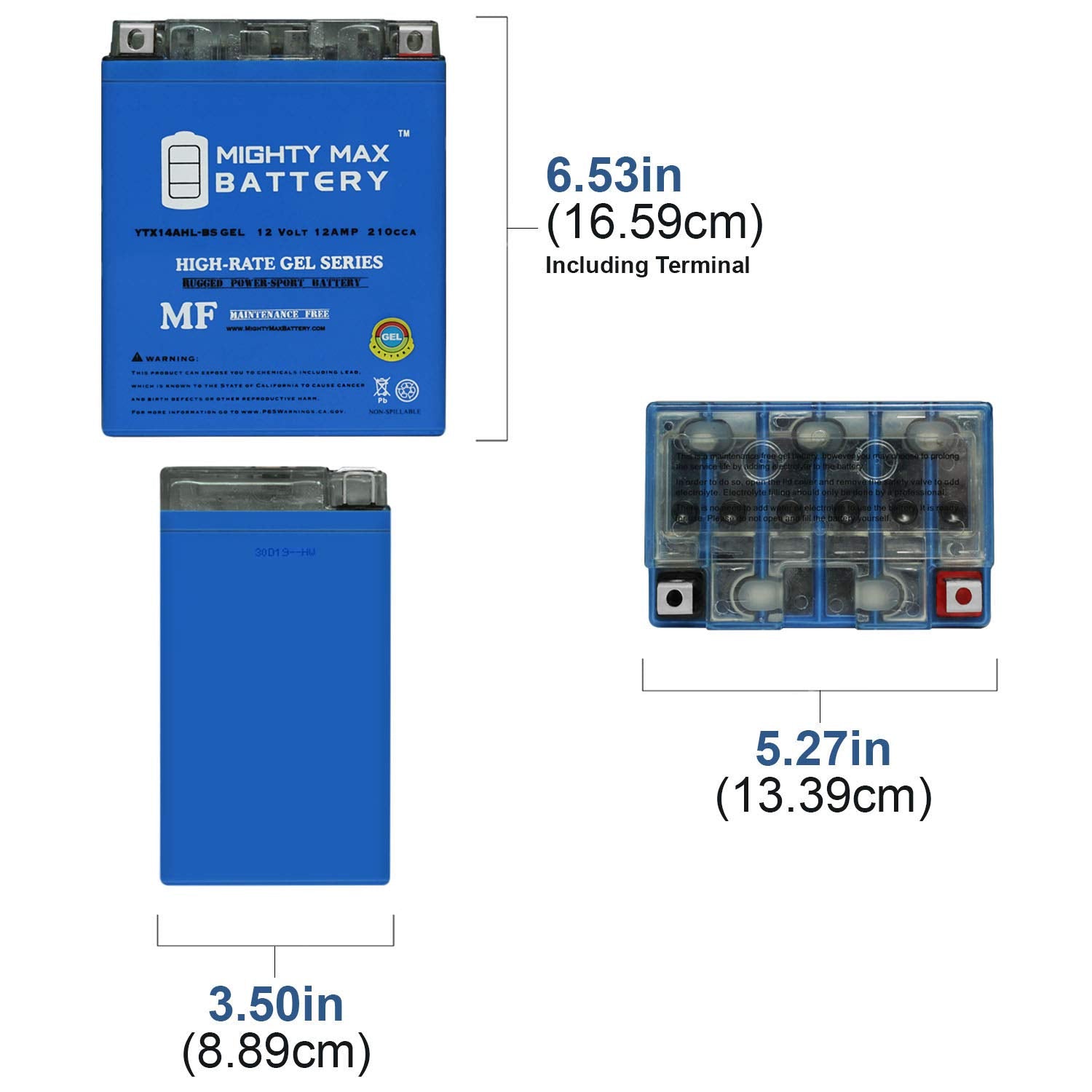 Mighty Max Battery Ytx14Ahl Gel -12 Volt 12 Ah, Gel Type, 210 Cca, Rechargeable Maintenance Free Sla Agm Motorcycle Battery