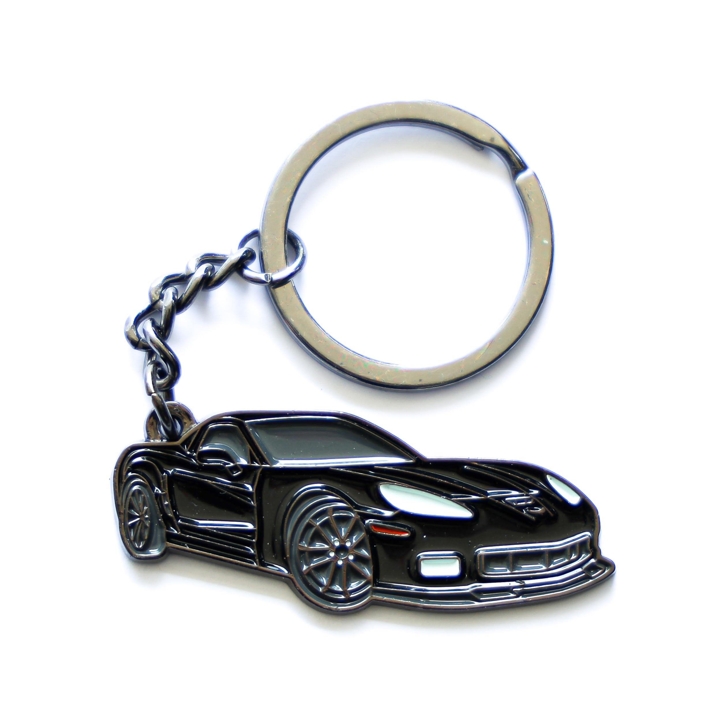 Whitaker World LLC Metal Keychain for Corvette C6 - Vette Accessories, Great Gifts for Men (Black), Small