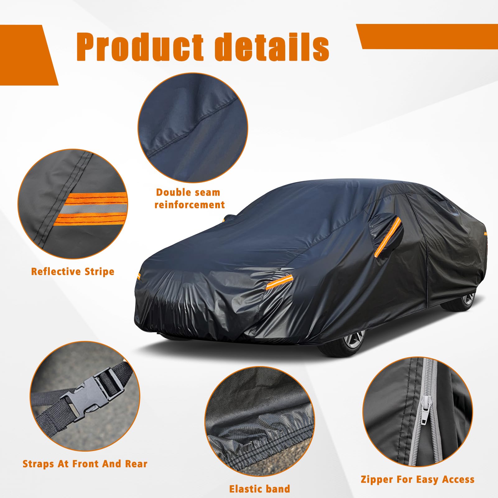 Kayme 7 Layers Car Cover Custom Fit For Kia Forte (2017-2024) Waterproof All Weather For Automobiles, Outdoor Full Cover Rain Su
