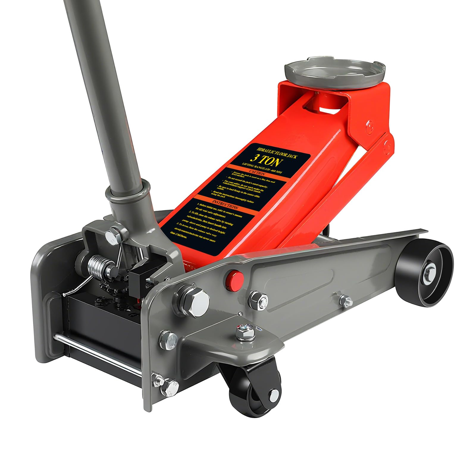 LARBANKE 3 Ton Floor Jack, 6600 Lbs Fast Lift Floor Jack with Wheels, Carbon Steel Heavy Duty Jack with 5.31-18.11 Lifting Range