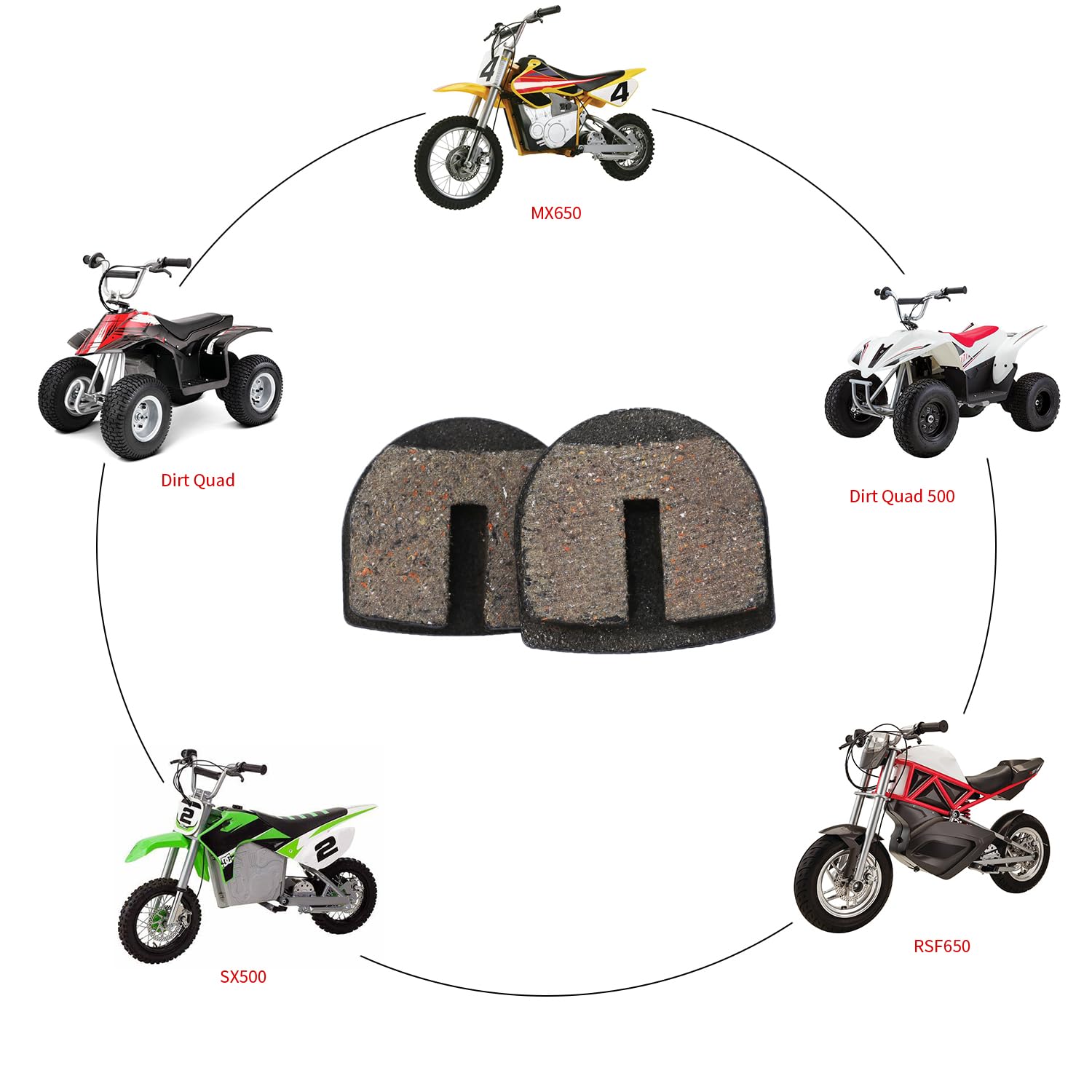 Kamier Rounded Front Rear Brake Pads Replacement For Razor Mx650 Mx500 Sx500 Mcgrath Dirt Bike Electric 4 Wheeler Atv Dirt Quad