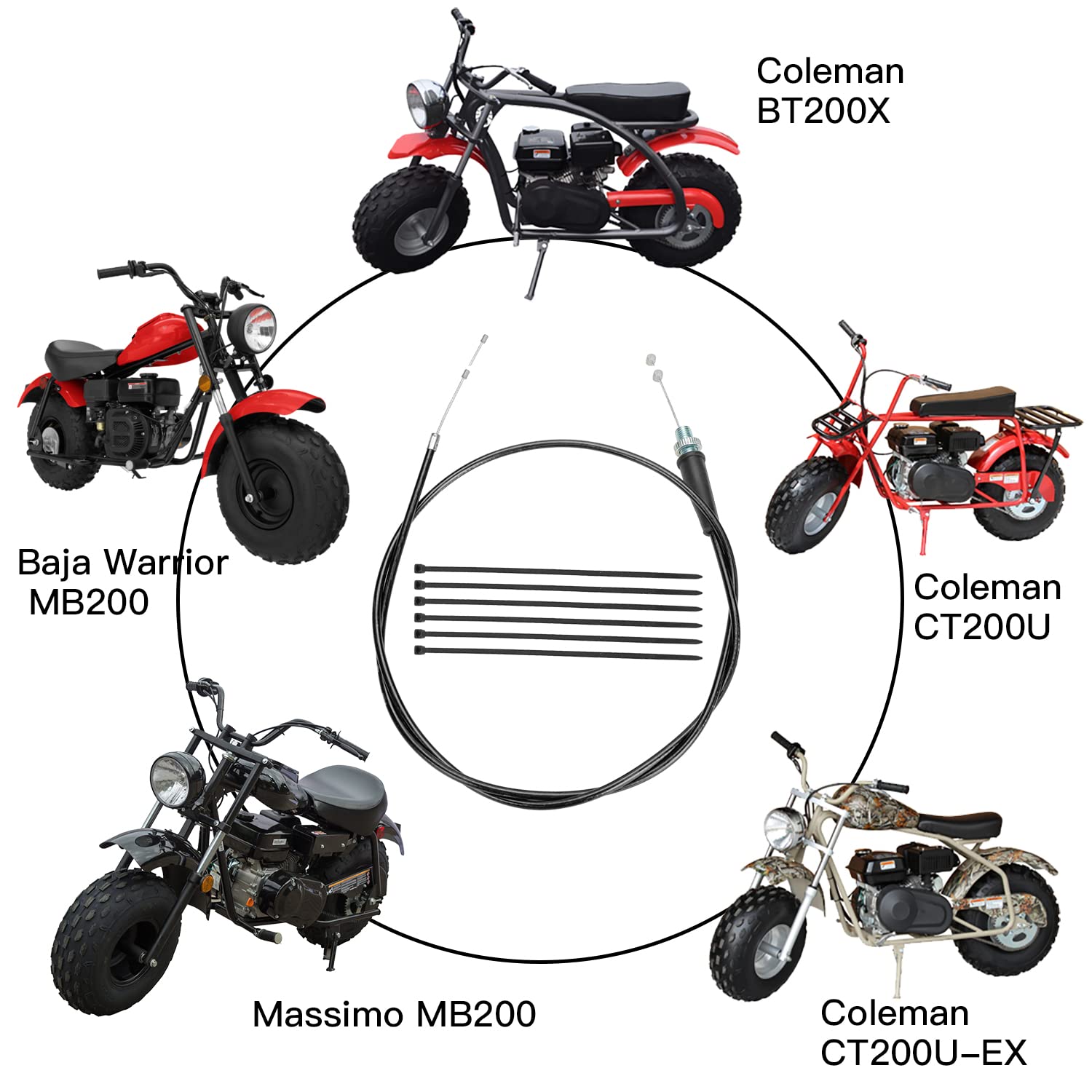 Yoxufa 50 Inch Throttle Cable For 79Cc 80Cc 97Cc 196Cc 200Cc 212Cc 6.5Hp Coleman Ct200U Ct200U-Ex Bt200X Baja Warrior Mb165 Mb20