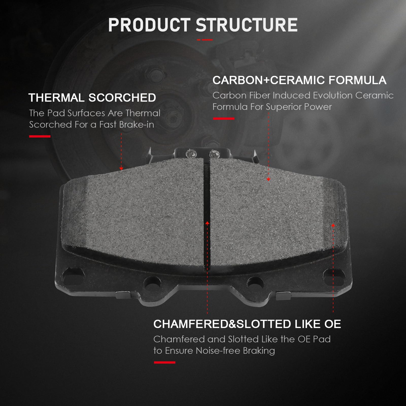 Cciyu D410 Front Semi-Metallic Disc Brake Pads Kit For Toyota For 4Runner 1995-2002,For Toyota For Tacoma 1995-2004 4Pcs