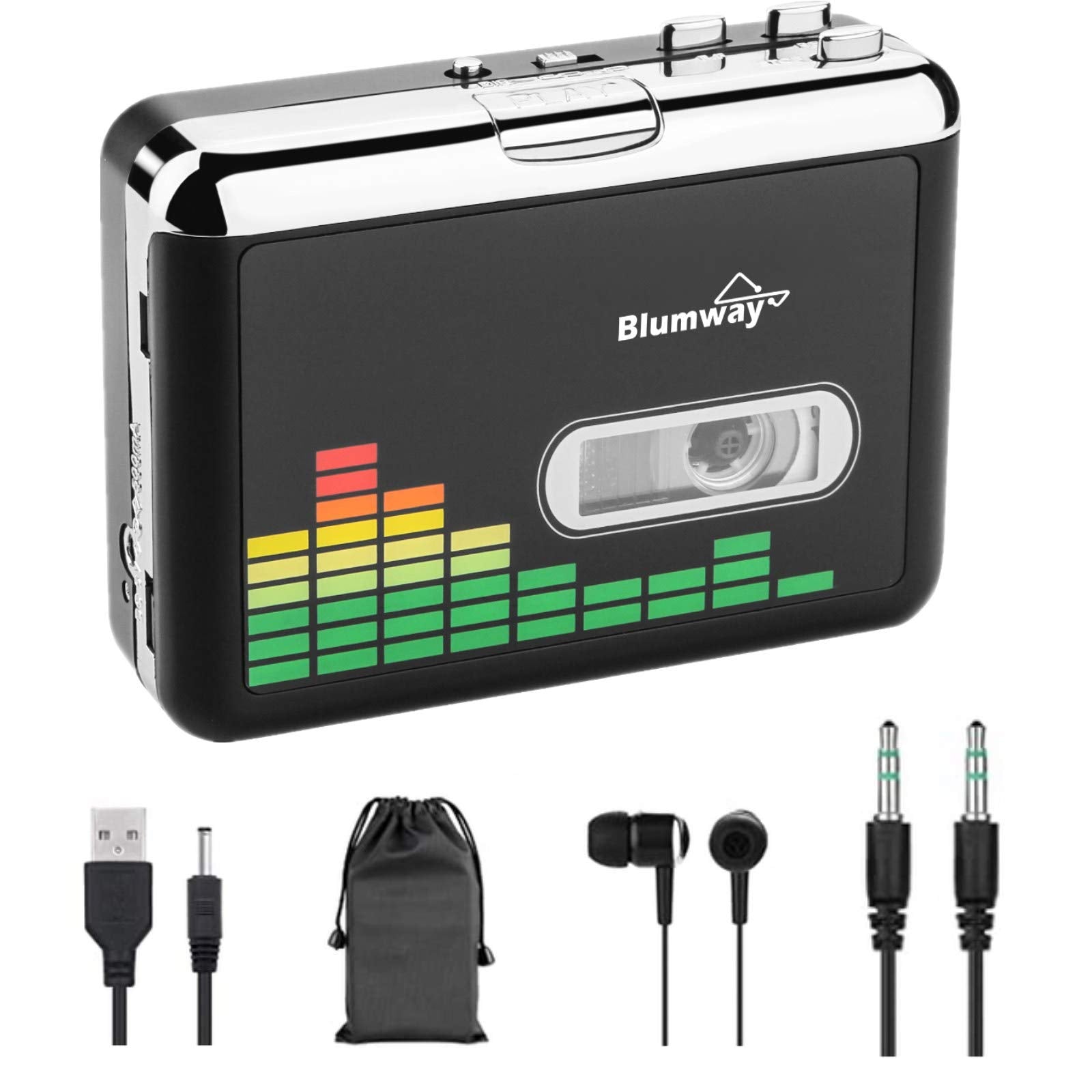 Cassette To Mp3 Converter, Blumway Portable Cassette Recorder Player, Audio Music Cassette Tape To Digital Converter Player With