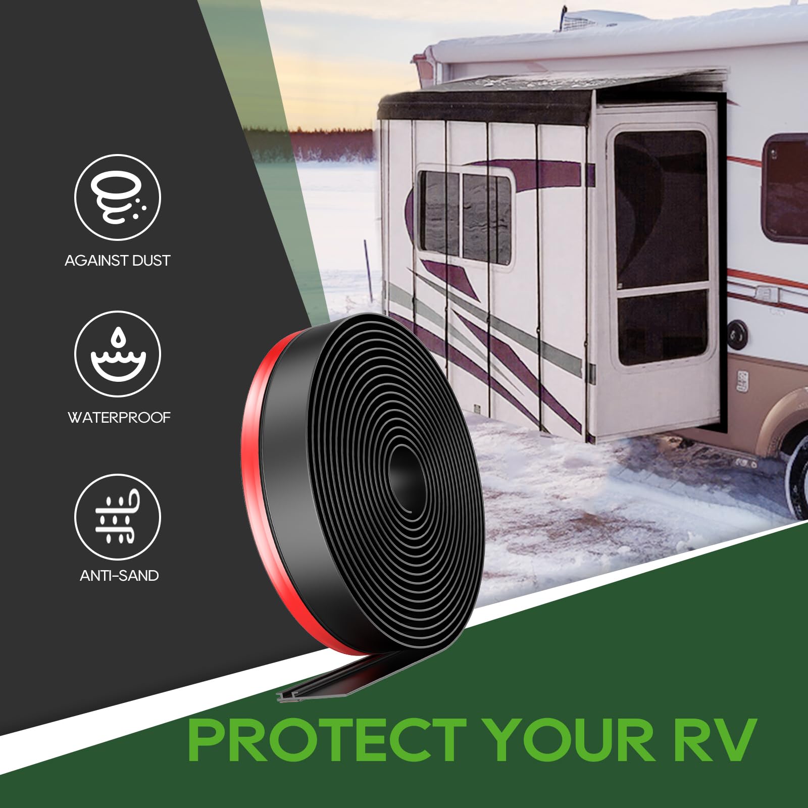 RVGUARD RV Slide Out Seal 40FT I-Shaped Waterproof Adhesive Tape Replacement for RVs and Trailers