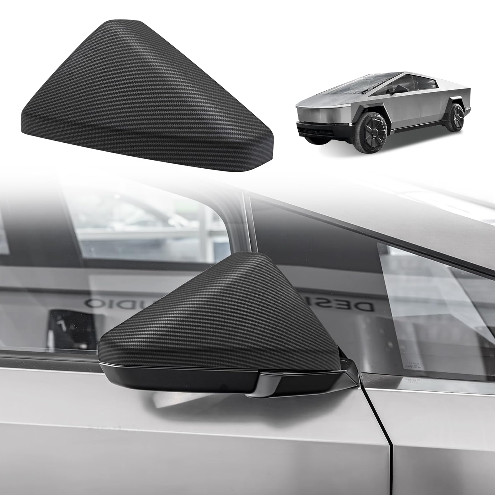 BestEvMod Door Side Rearview Mirror Cover Caps Protection Covers Direct Add-on Compatible with 2025 2024 Tesla Cybertruck Exteri