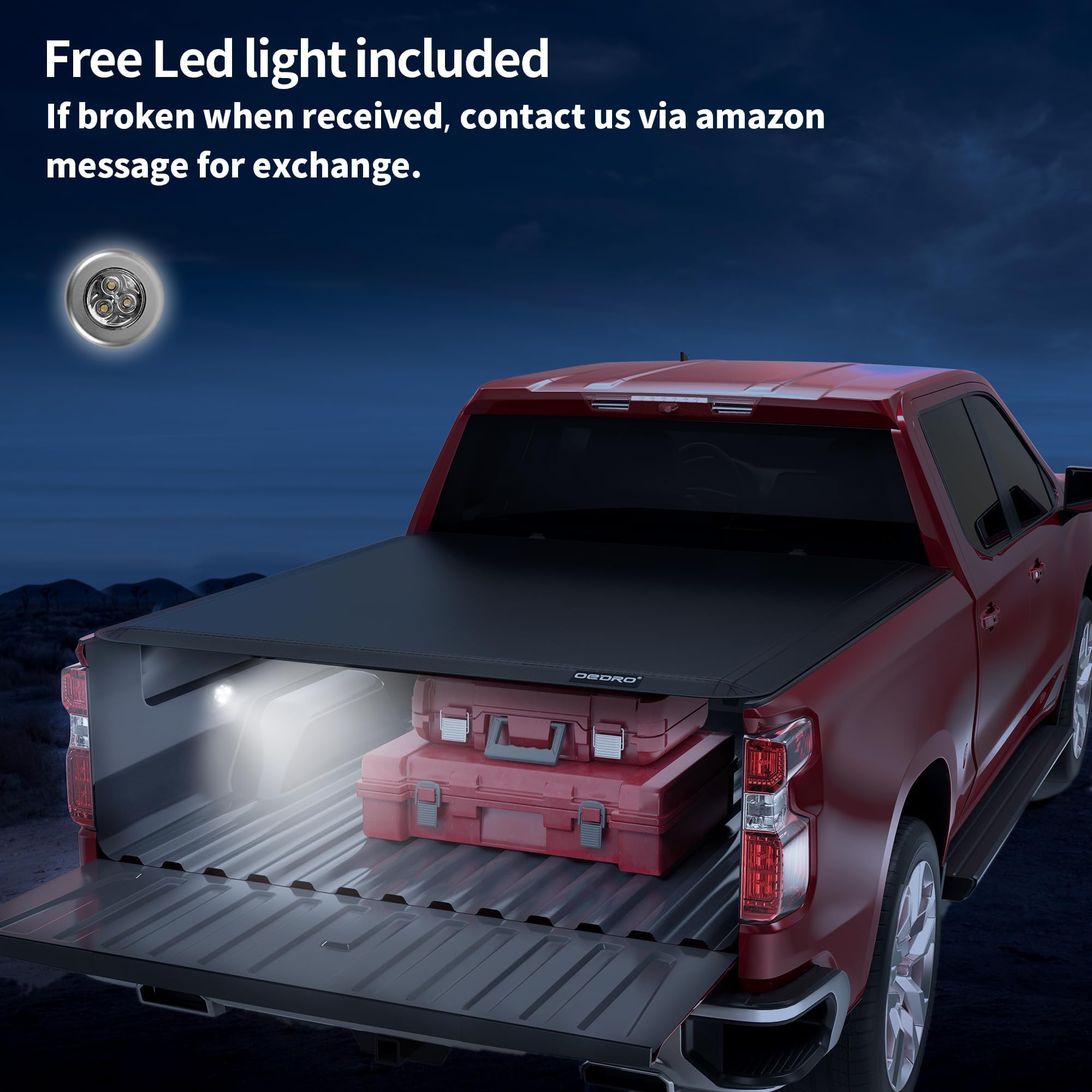 Oedro Soft Tri-Fold Truck Bed Tonneau Cover Compatible With 2022 2023 2024 2025 Ford Maverick, Styleside 4.5 Feet Bed