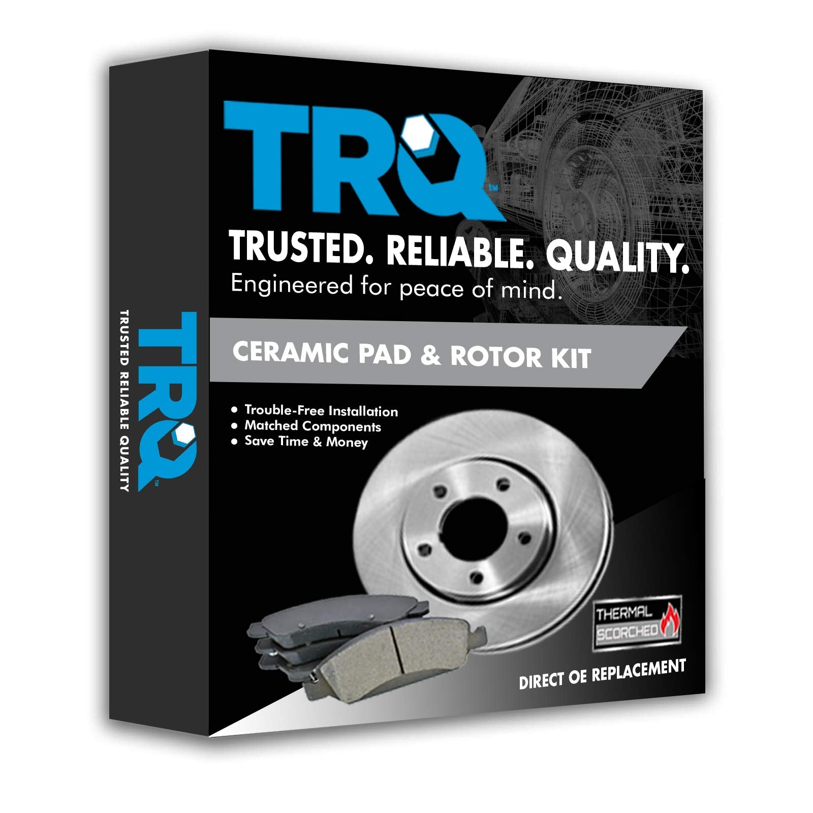 Trq Front Brake Pad & Rotor Kit Brake Pads Brake Rotor Semi-Metallic Compatible With 2002 Honda Passport 2002-2004 Isuzu Axiom R