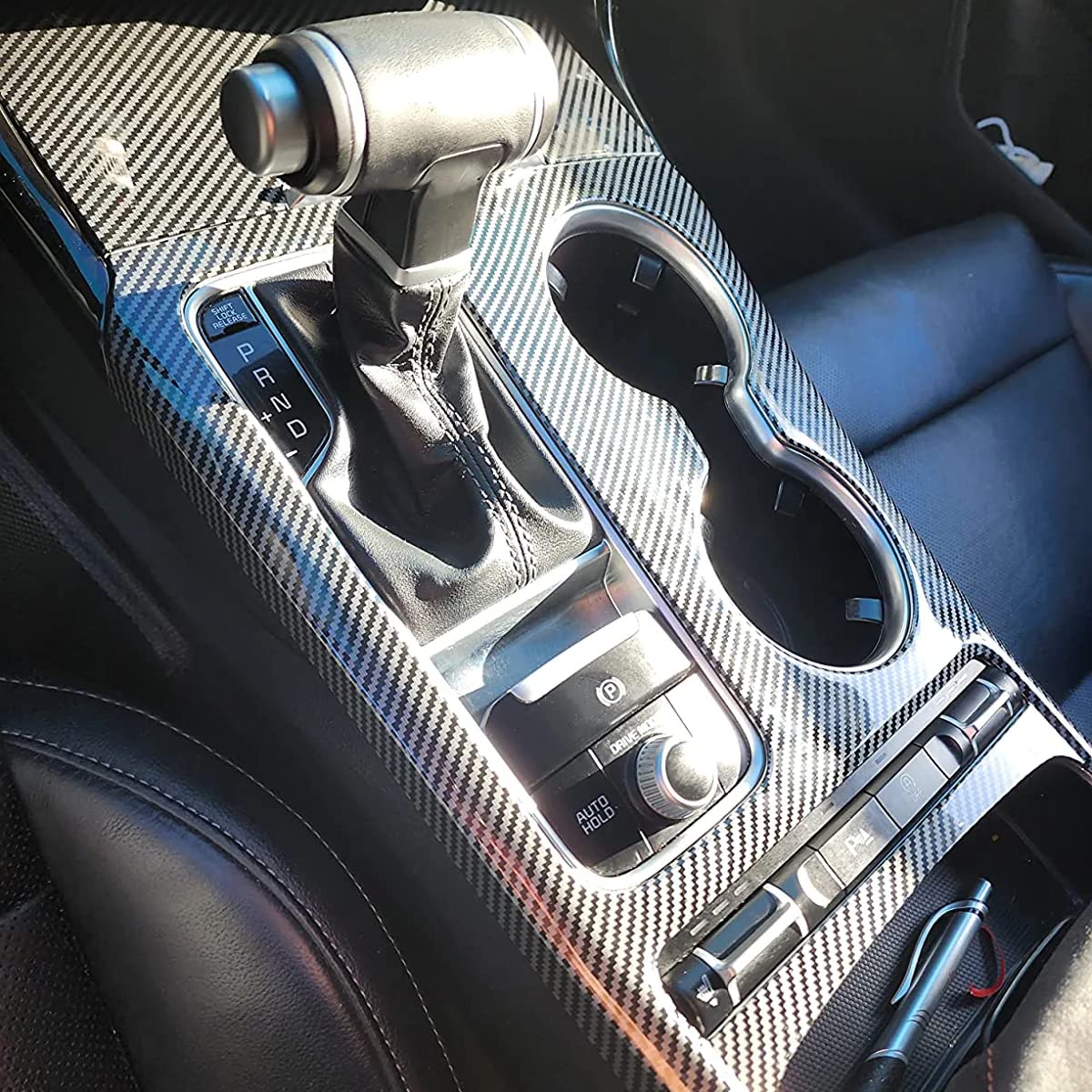 YOUTOOCAR Carbon Fiber Gear Shift Panel Cover for Kia Stinger 2017-2023, ABS, Size B
