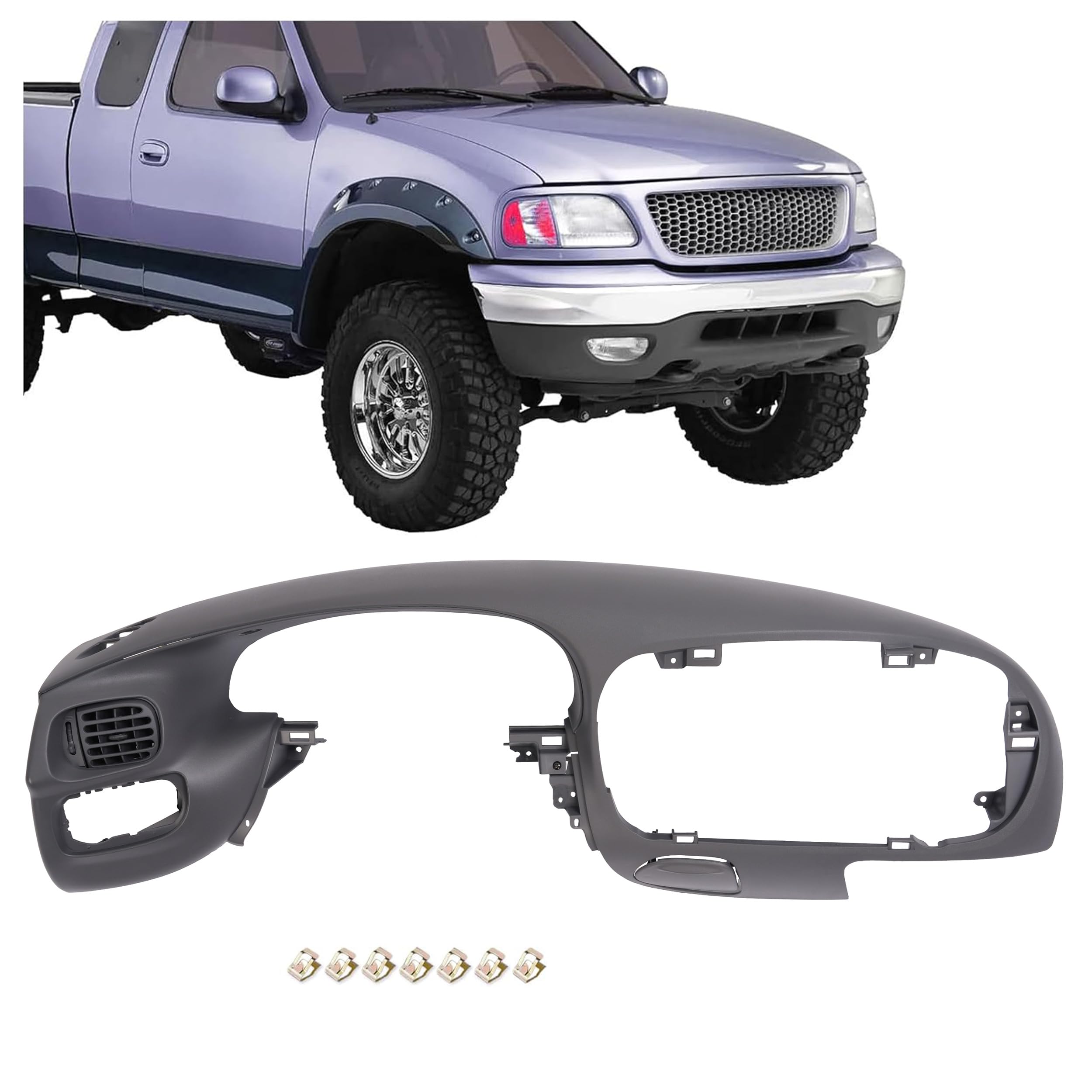 HECASA Dash Pad Bezel Cover Compatible with 1997-2003 Ford F150 Expedition ABS Plastic Center Front Dash Trim Bezel Replacement 