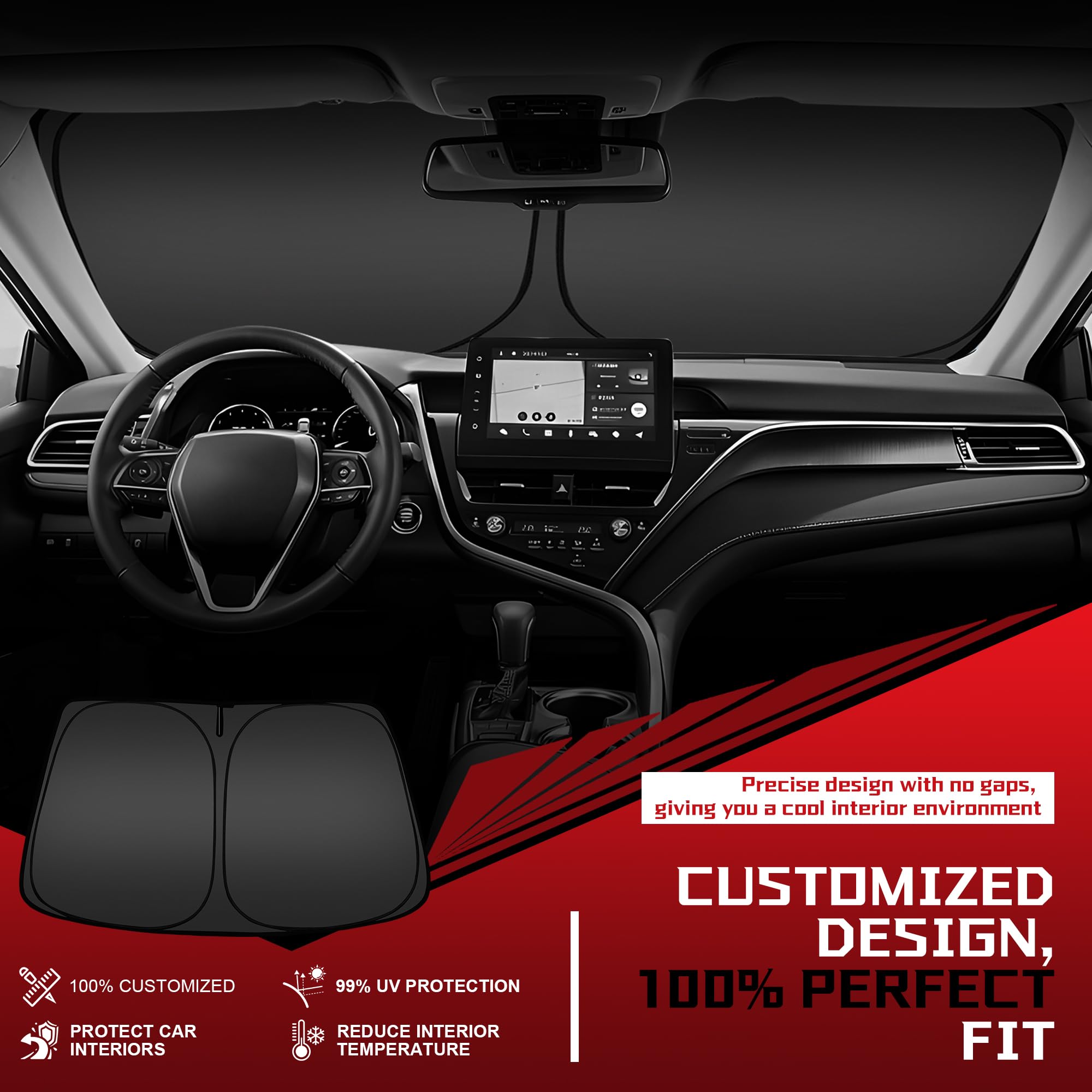 Fonowka Windshield Sun Shade For Toyota Camry 2012-2017 Le Xse Xle Hybrid Se Sedan Foldable Sunshade For Car Front Window Blocks