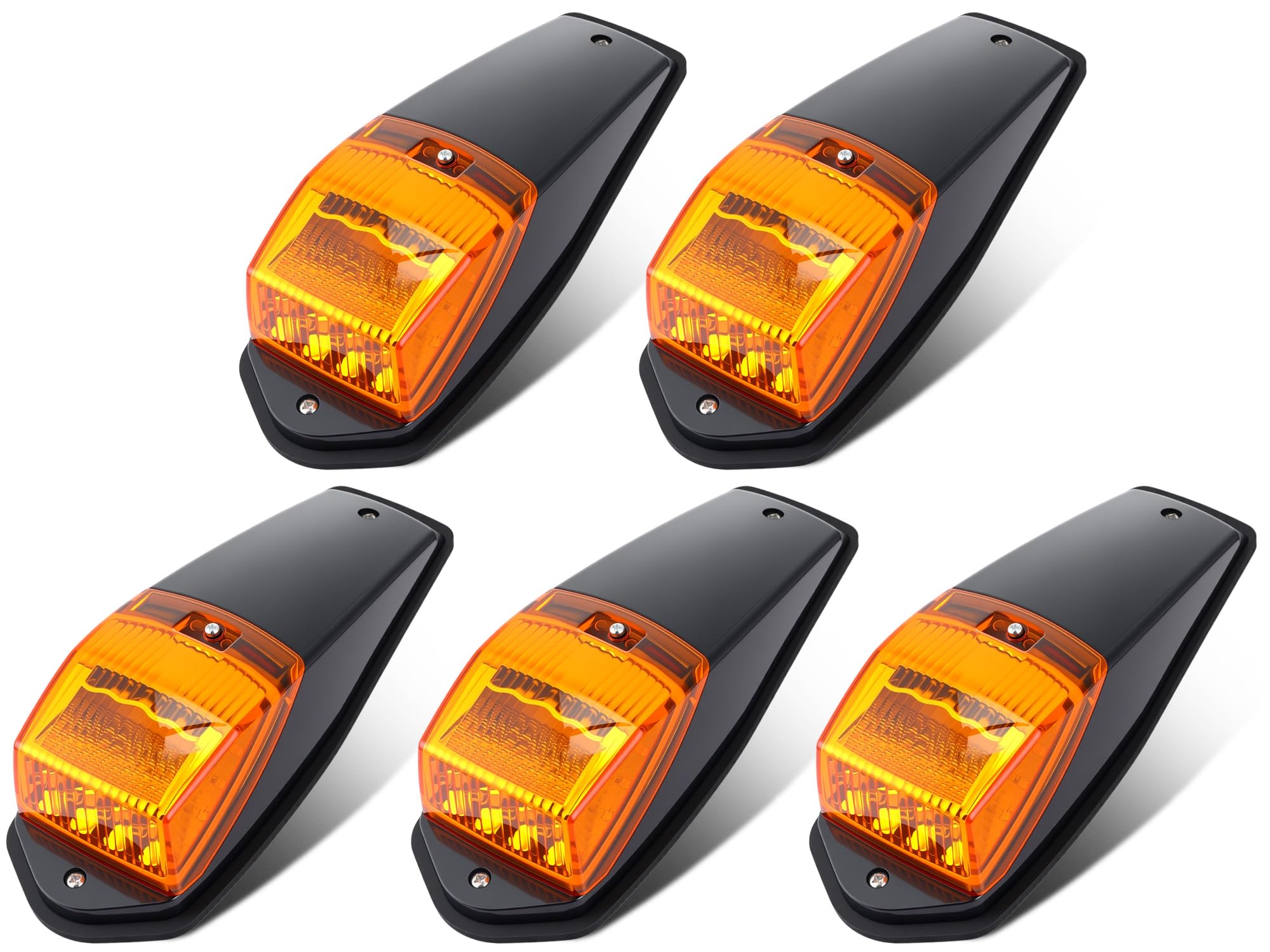 VIHOSE 5 Pack 34 LEDs Cab Lights for Semi Trucks, Chrome Amber Roof Marker Lights 12V IP67 Waterproof, Heavy Duty Cab Marker Set