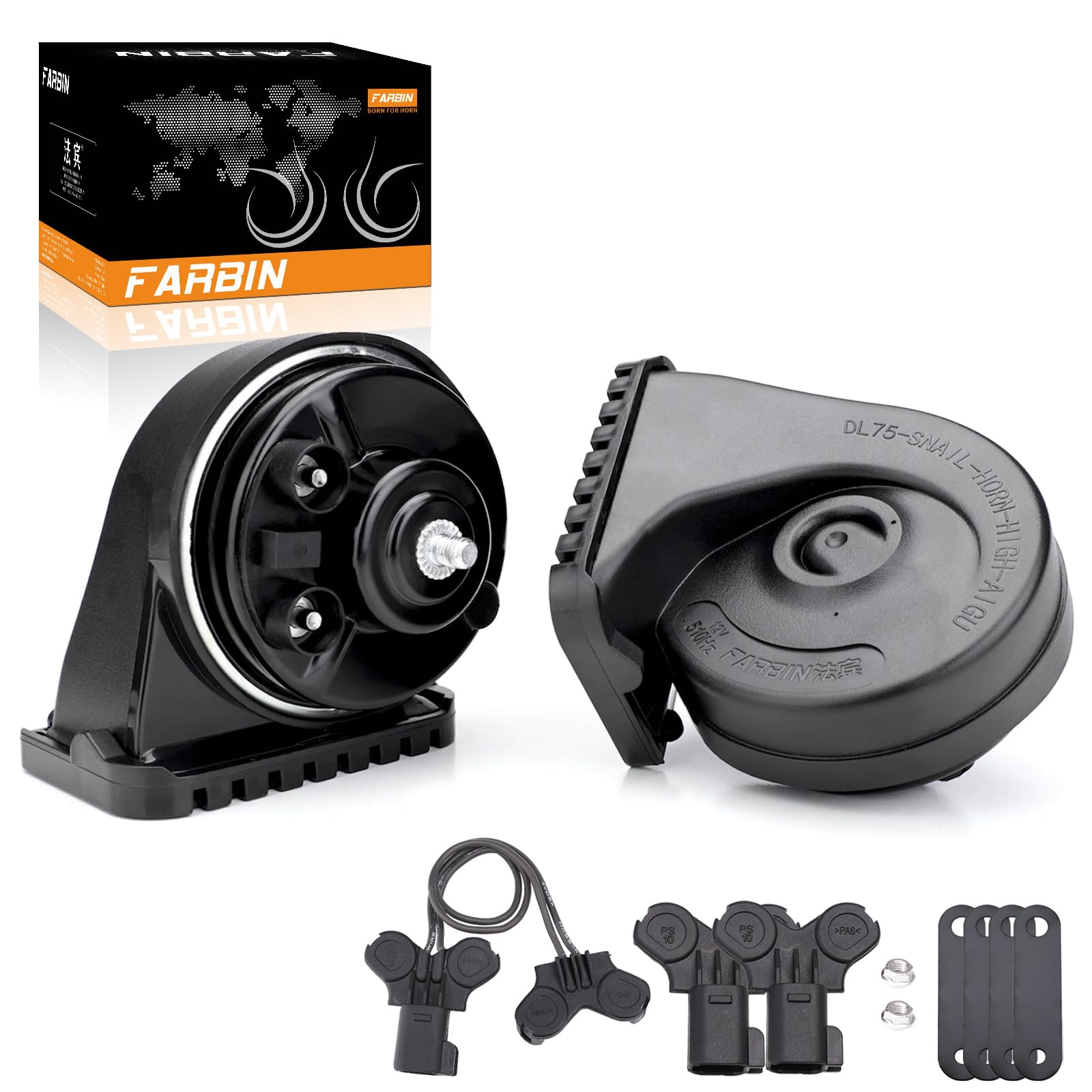 Farbin Loud Horn Compatible With Ford/Gm/Chrysler F-150 12V Car Horn Loud Dual-Tone Electric Snail Horns Waterproof Special Inte