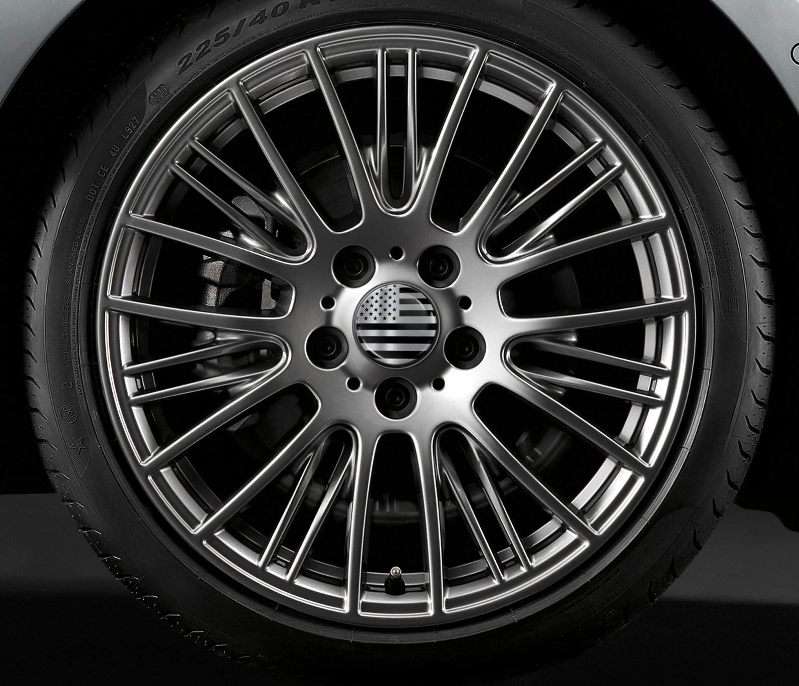 Skinoeu 4 X 60Mm Abs Car Alloy Wheel Centre Universal Rims Hub Center Caps Auto Tuning Logo Emblem Silver Black Usa Flag Cx 16