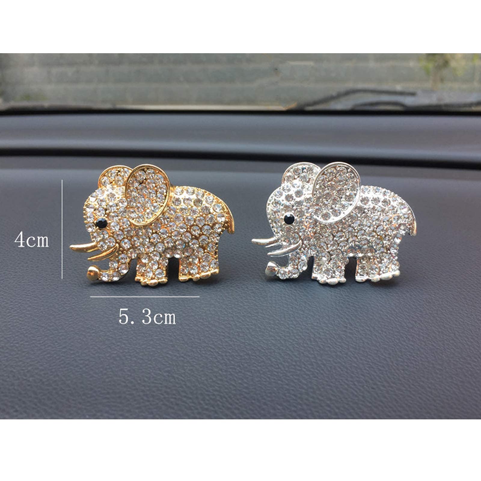 Aeeix Auto Diamond Elephant Air Conditioning Outlet Clip, Bling Accessories, Interior Decoration Charm, Cute Car Decor (Silver)