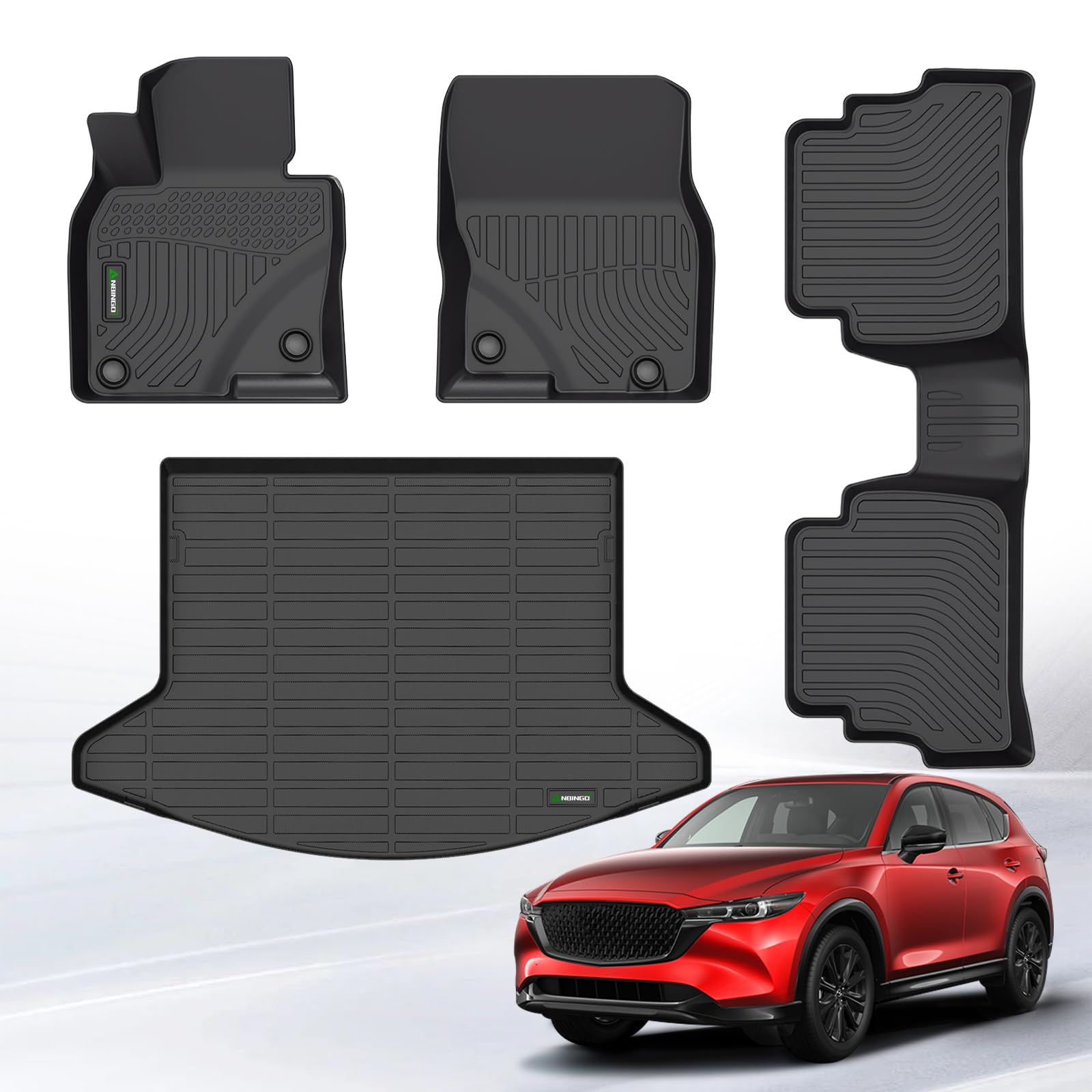 ANBINGO Floor Mats Custom for VW Atlas 2018-2025 6 Passenger, 2nd Row with Bucket Seat, All Weather Guard Car Mats TPE Automotiv