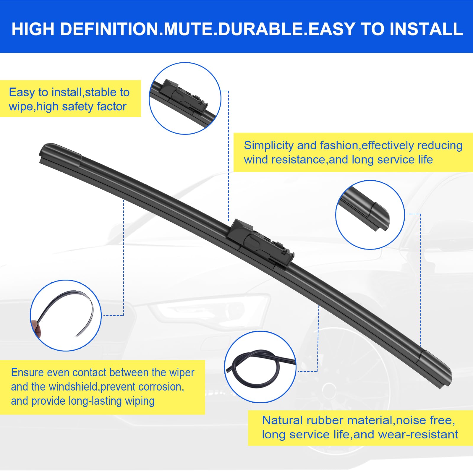Anikluim 24''+18'' Wiper Blades With 14'' Rear Wiper Blade Set Replacement For 2017-2023 Cx-5 Cx-9 Windshield Wipers Original Fa