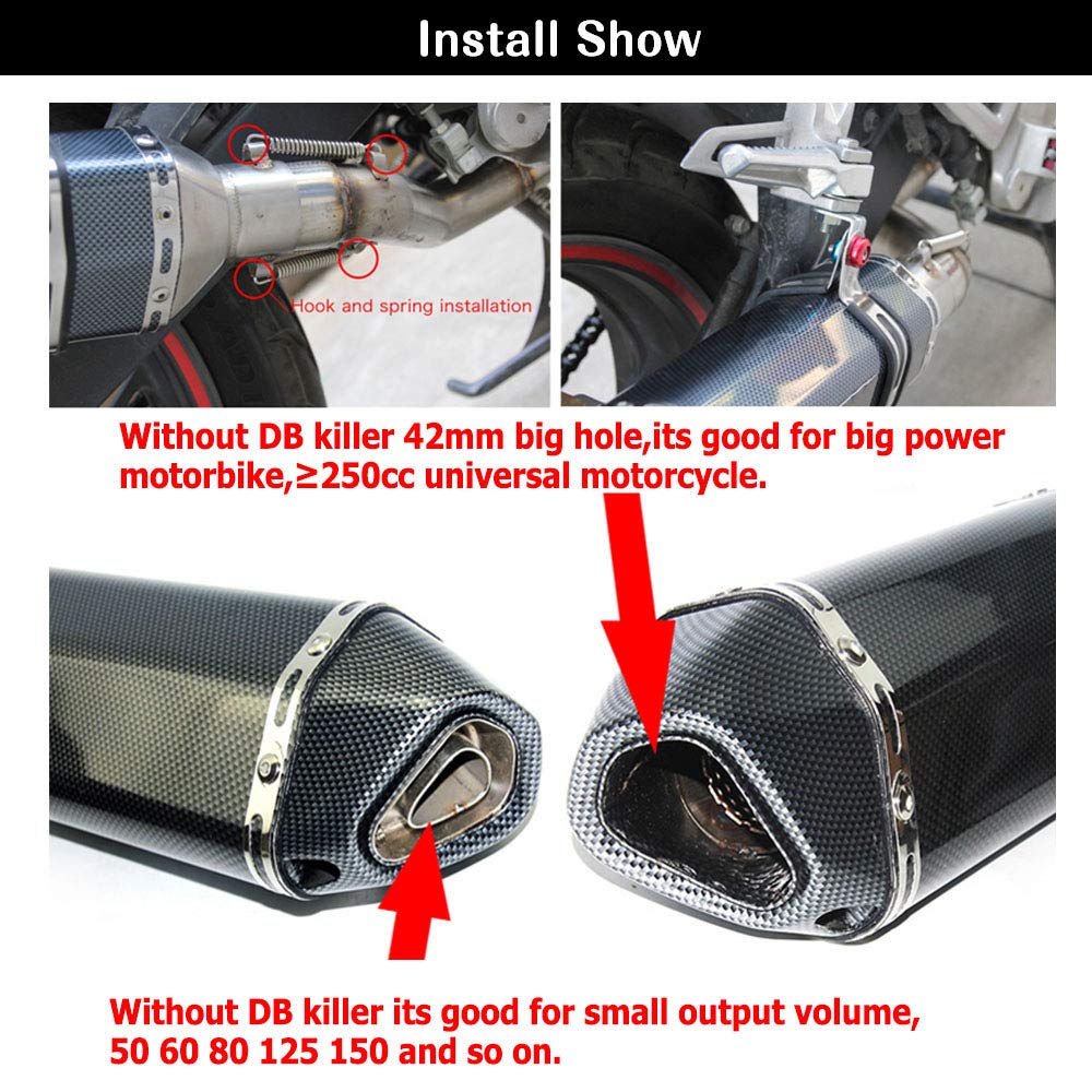 Exhaust Muffler Carbon Fiber 1.5-2''Inlet With Removable Db Killer For Street/Sport Motorcycles And Scooters With 38-51Mm Diamet