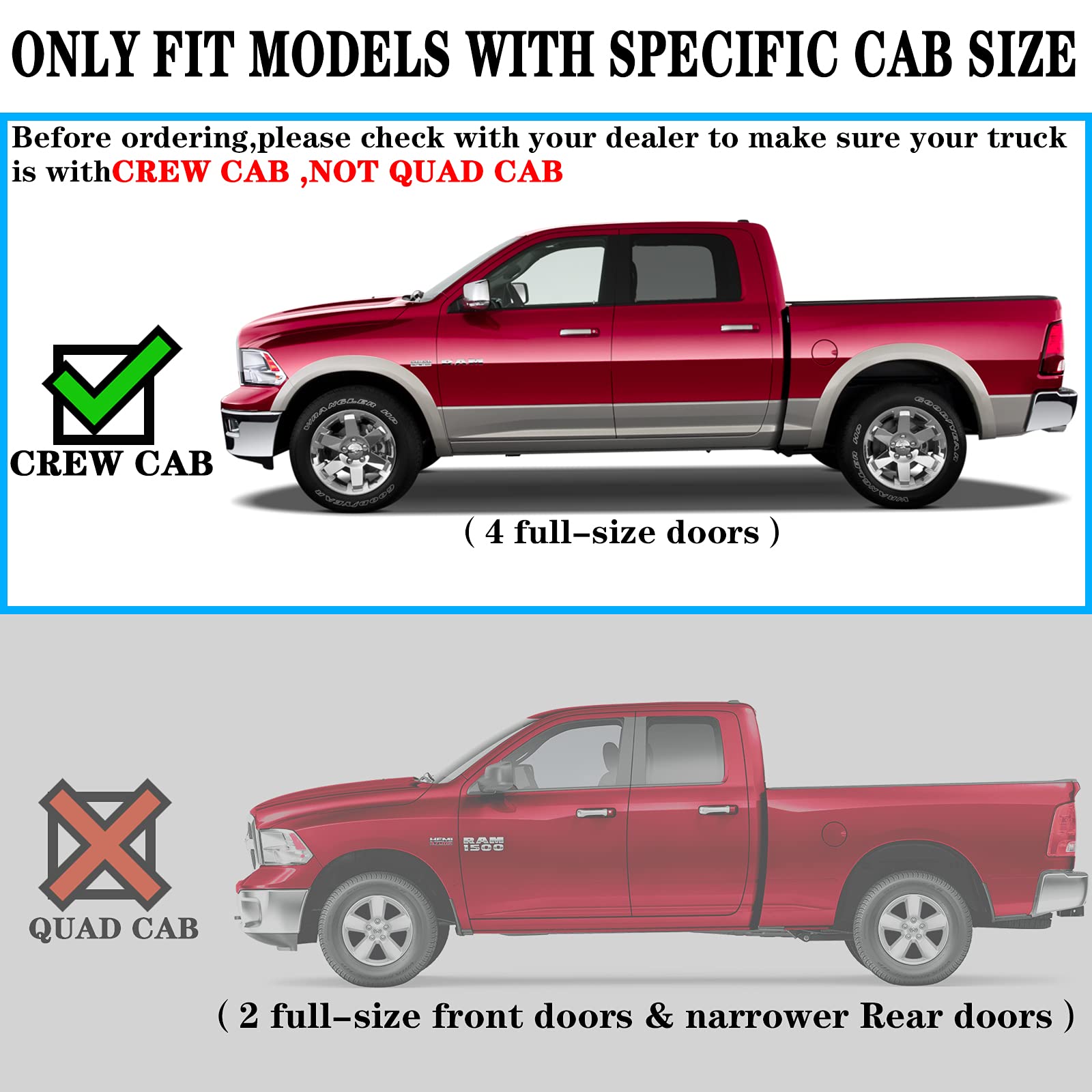 Comnova 6 Inches Running Boards For 2019-2025 Dodge Ram 1500 Crew Cab New Body Style(Exclude Ram Classic), Running Boards & Steps For Dodge Ram Stainless Steel.