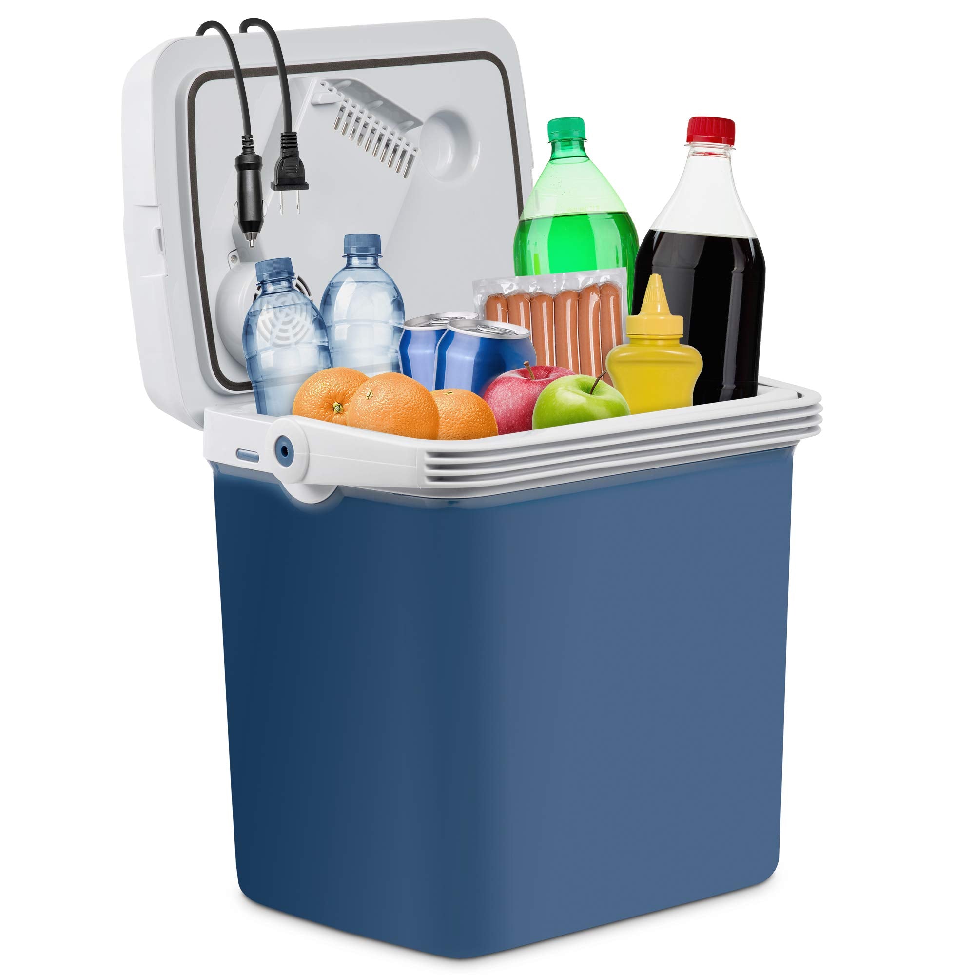 Ivation Electric Cooler & Warmer With Handle |27 Quart (25 L) Portable Thermoelectric Fridge For Vehicles & Trucks| 110V Ac Home Power Cord & 12V Car Adapter For Camping, Travel & Picnics
