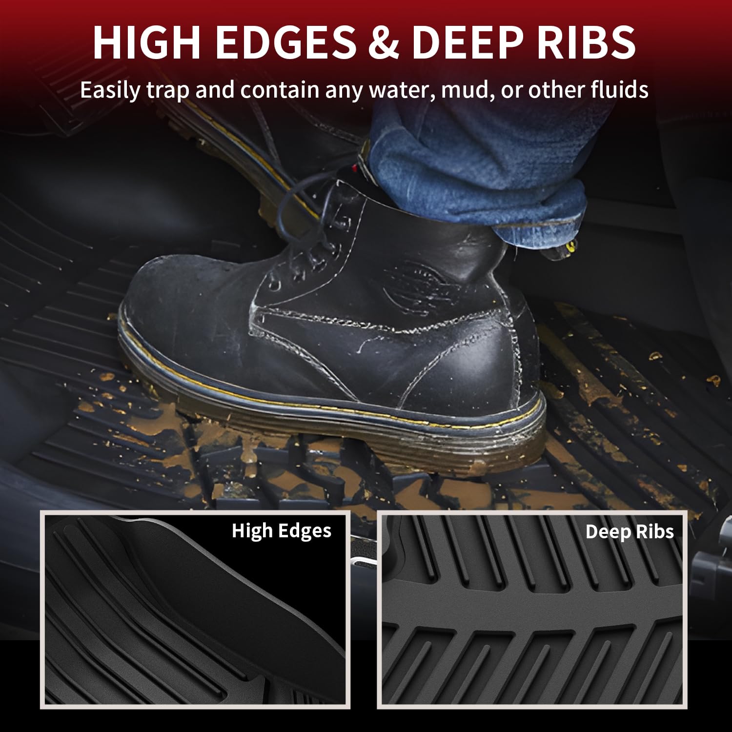 Lasfit Floor Mats For Toyota Highlander 2014-2019 (Not For Hybrid) All Weather Custom Fit Floor Liner For Highlander Le/Xle/Se/L