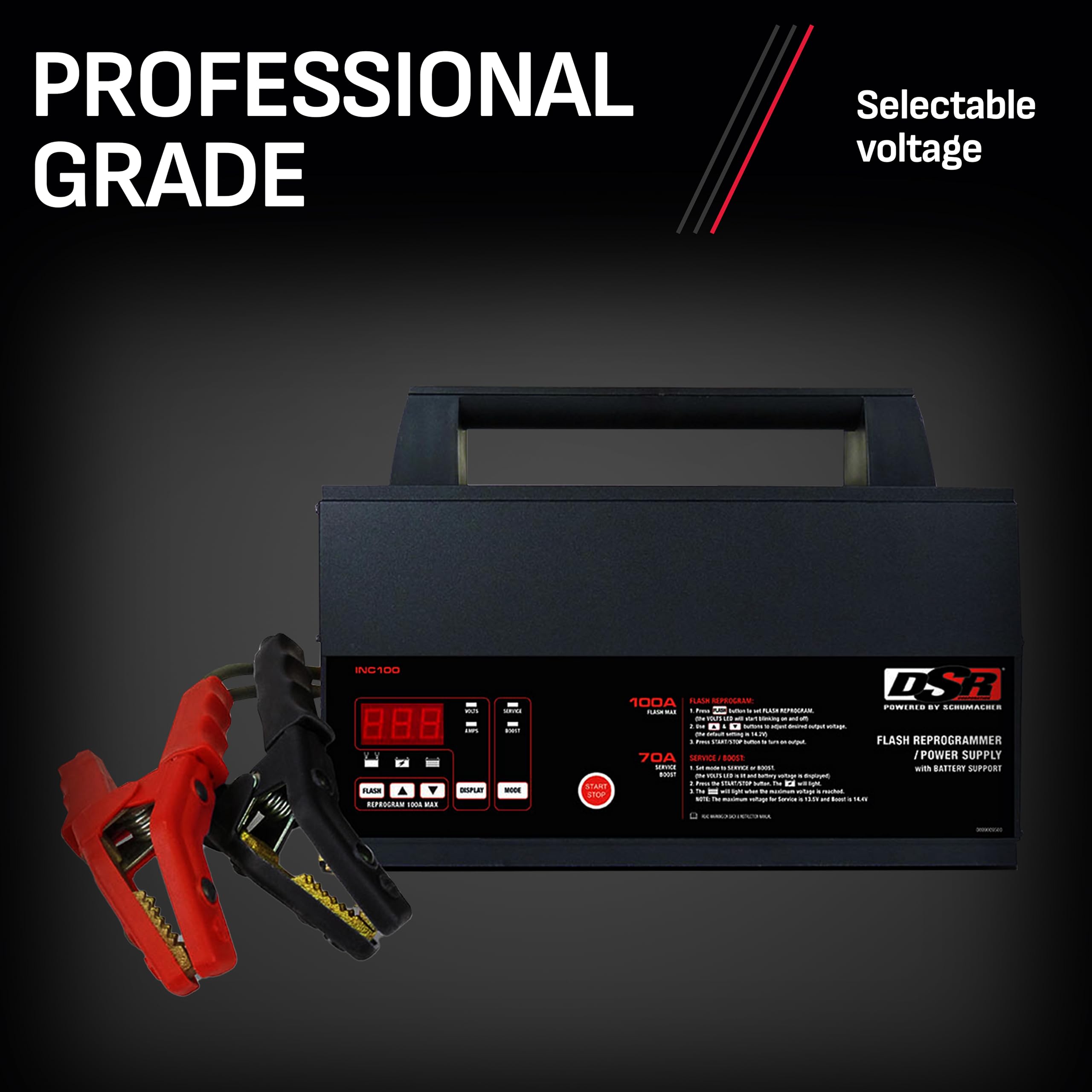 Schumacher Electric DSR ProSeries INC100 Battery Charger, 100 Amps, 12V, Fully Automatic, Service Mode, Black