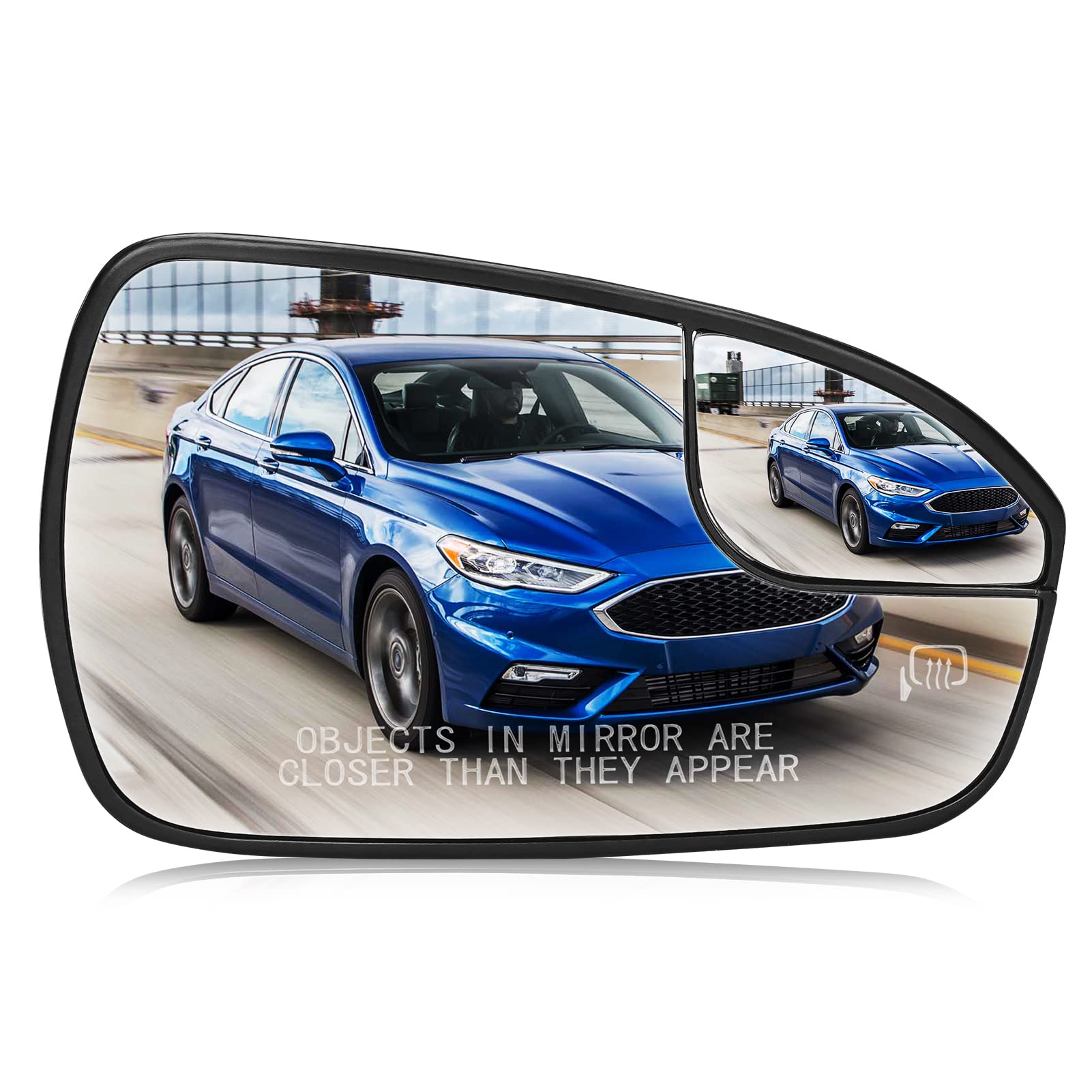 Right Passenger Side Mirror Glass Replacement for 2013 2014 2015 2016 2017 2018 2019 2020 Ford Fusion Heated Mirror Replace DS7Z