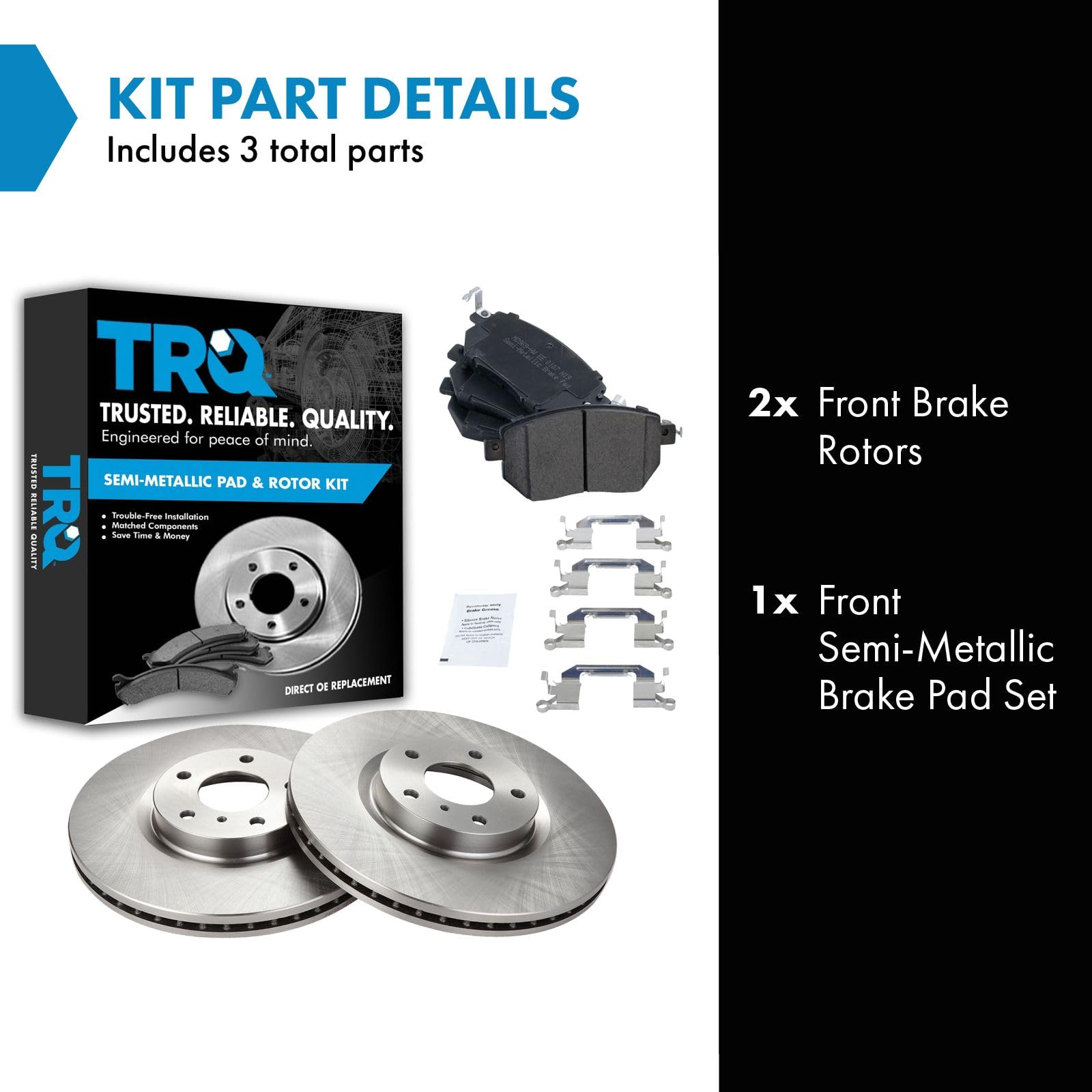 Trq Front Brake Pad & Rotor Kit Brake Pads Brake Rotor Semi-Metallic Compatible With 2003-2005 Infiniti Fx35 Fx45 2005-2006 Niss