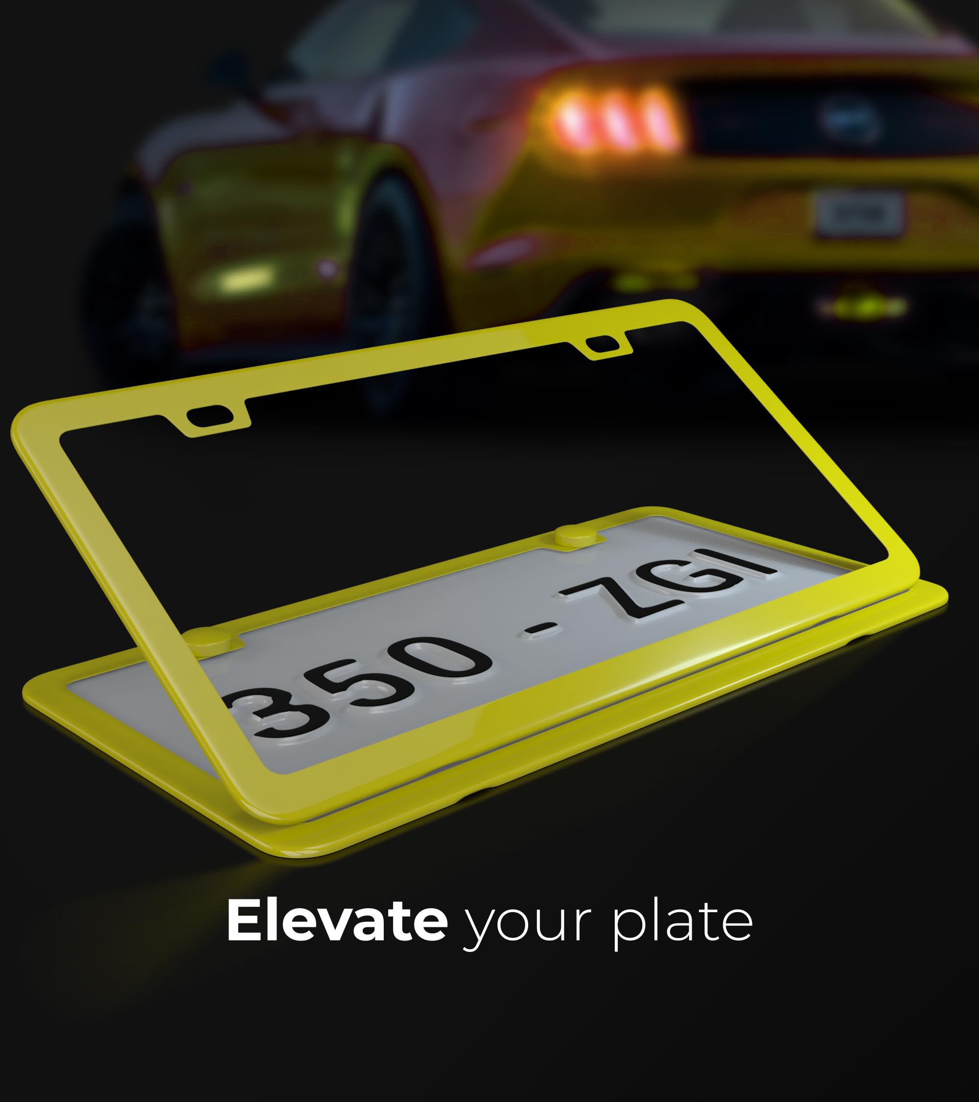 Deselen Yellow Metal License Plate Frame, Thin Stainless Steel, 2 Holes, 2 Pack