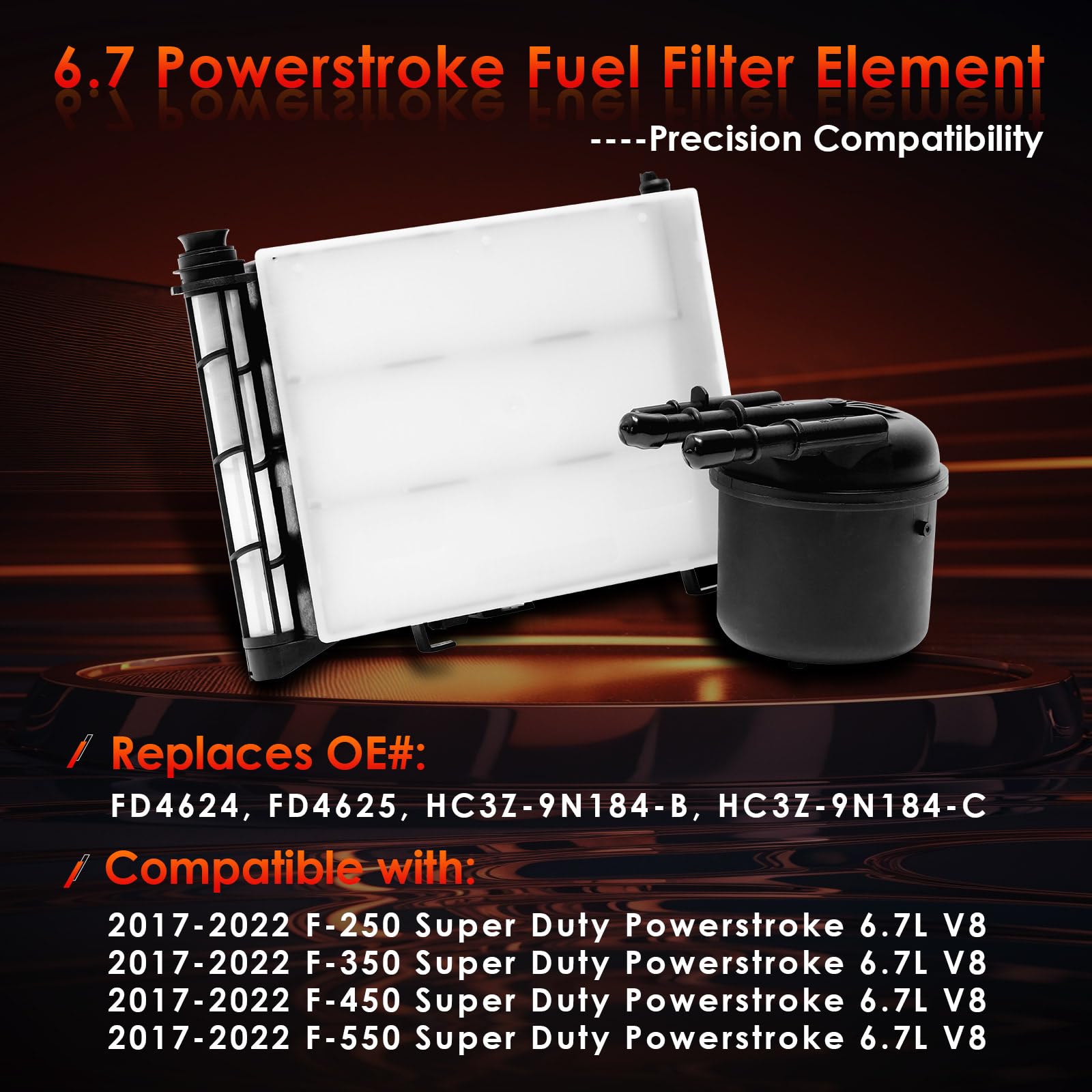 6.7L Powerstroke Diesel Fuel Filter Element 2 Sets, Compatible With 2017-2023 Ford F-250, F-350, F-450, F-550 Super Duty V8, Rep