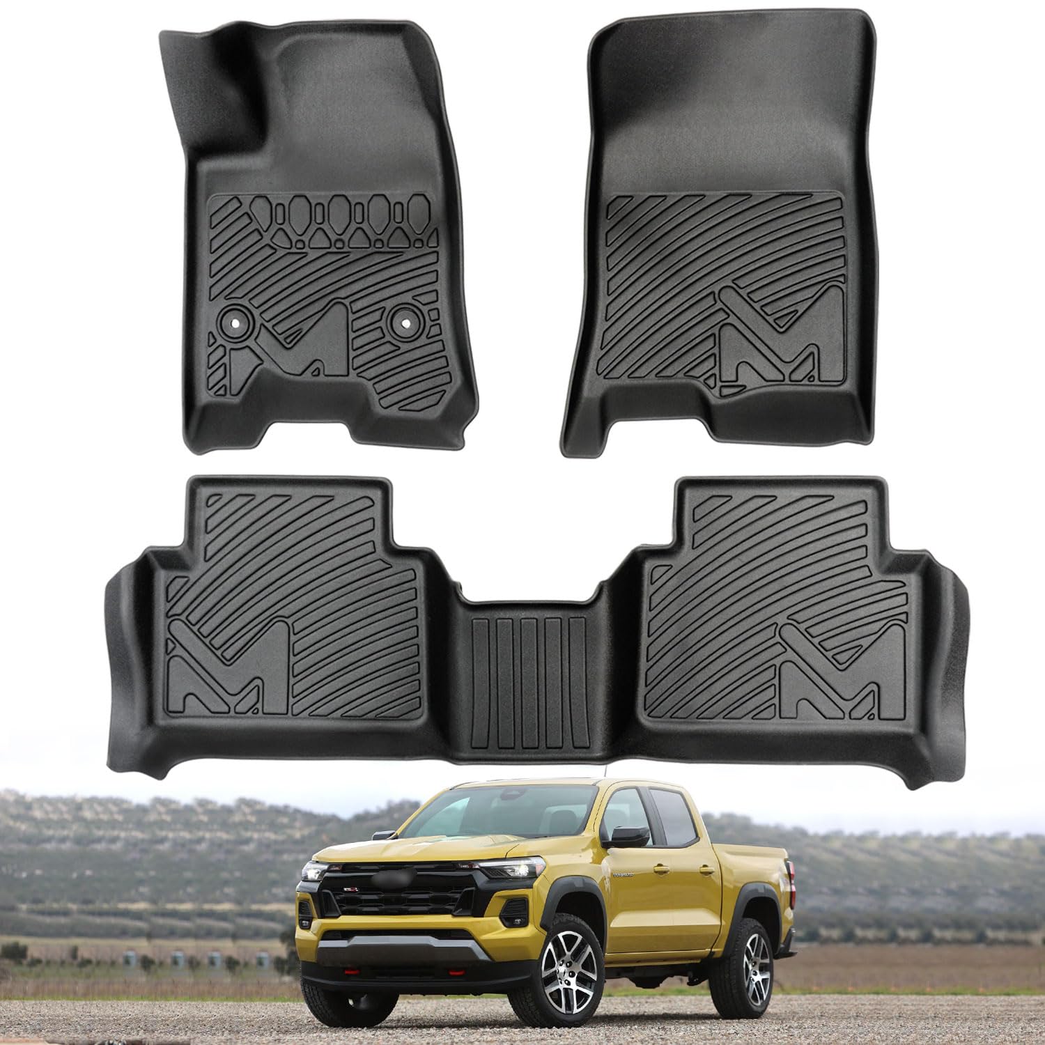 Tpe Automotive Floor Mats Custom For 2023-2025 Chevy Colorado & Gmc Canyon Crew Cab, All Weather Cover Protection Waterproof Bla