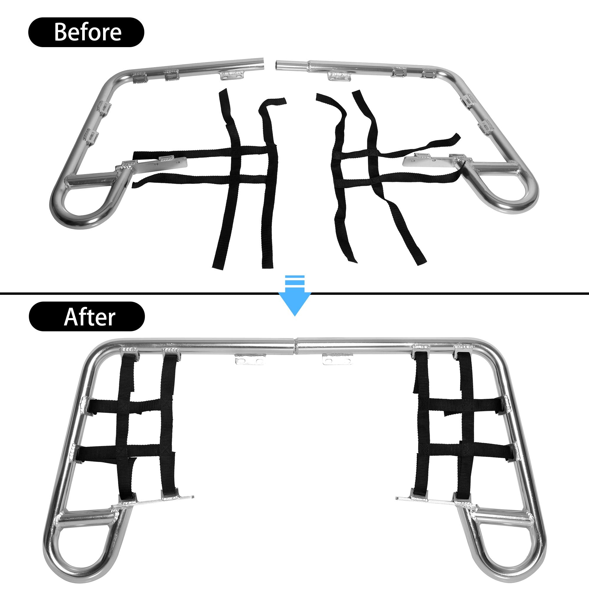 ECOTRIC Aluminum Nerf Bars Foot Pegs for Honda TRX 250X/300EX/300X, Black, Model ET-615