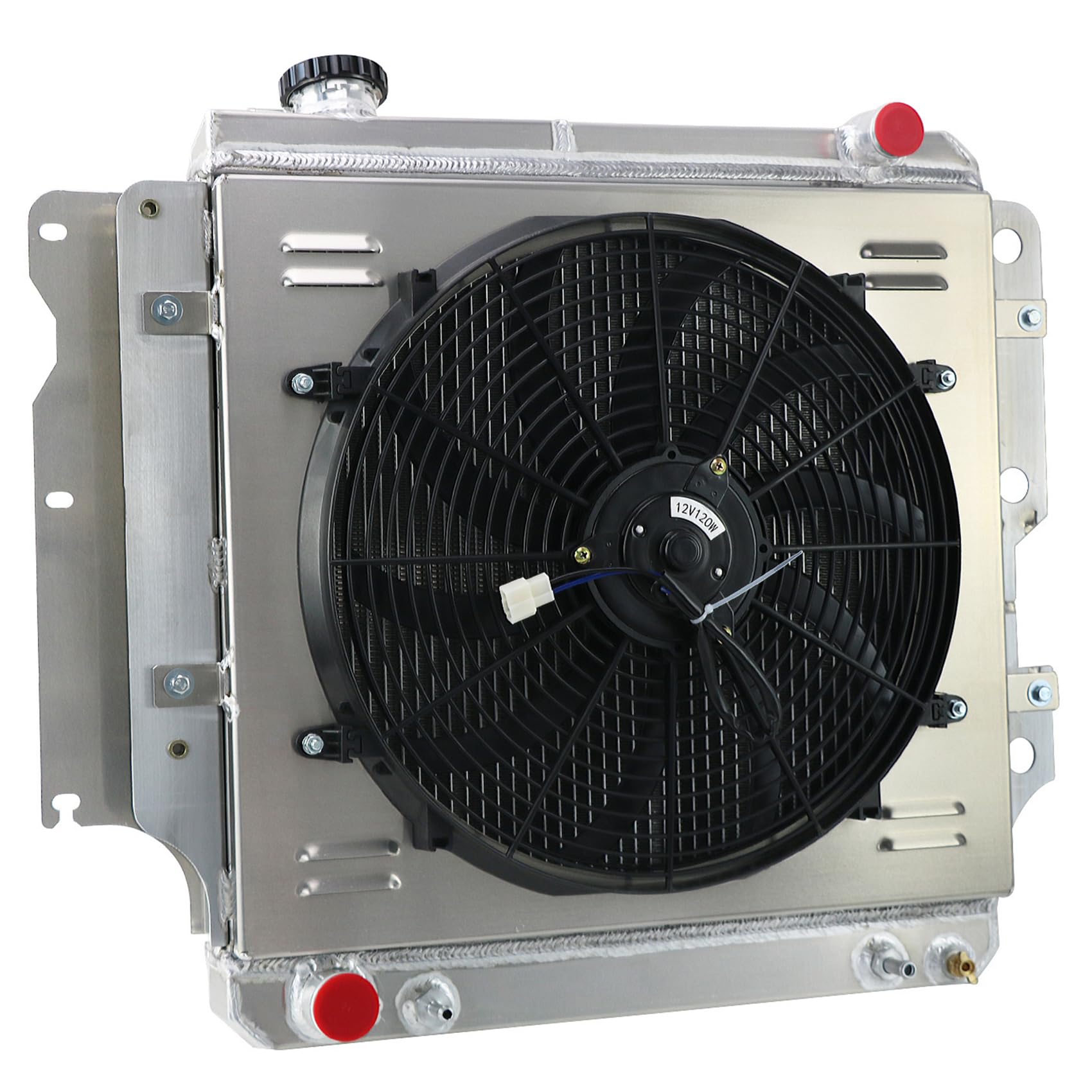 HKAUTOPART 3-Row Aluminium Radiator Kit with 16 Inch Fan & Relay for 1987-2006 Jeep Wrangler & 1997-2006 Jeep TJ 2.