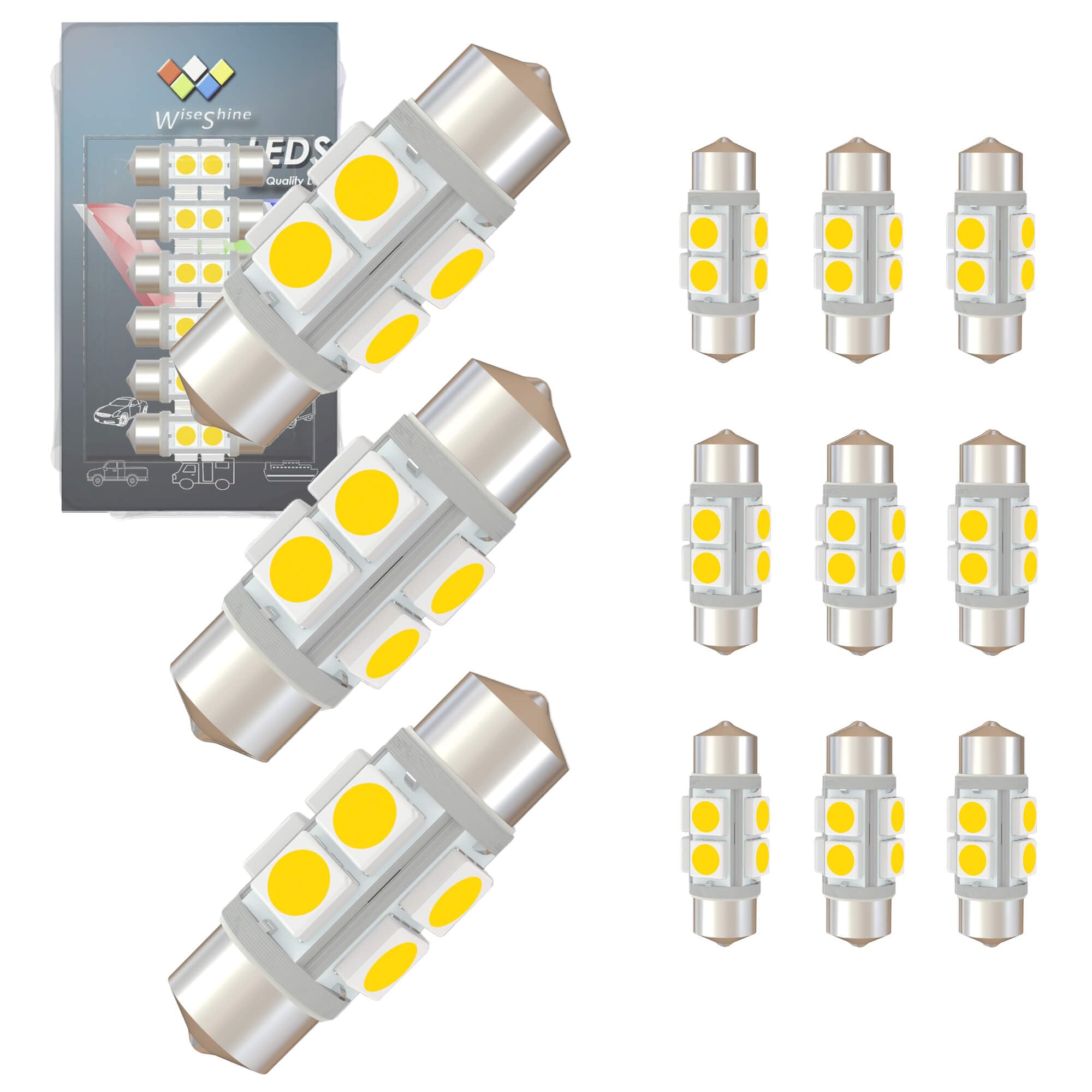 Wiseshine DC 24V 38mm 6418 Led Bulb Natural White 6411 C5W DE3425 LED Festoon Bulb for Truck Interior Reading Map Glove box Ligh
