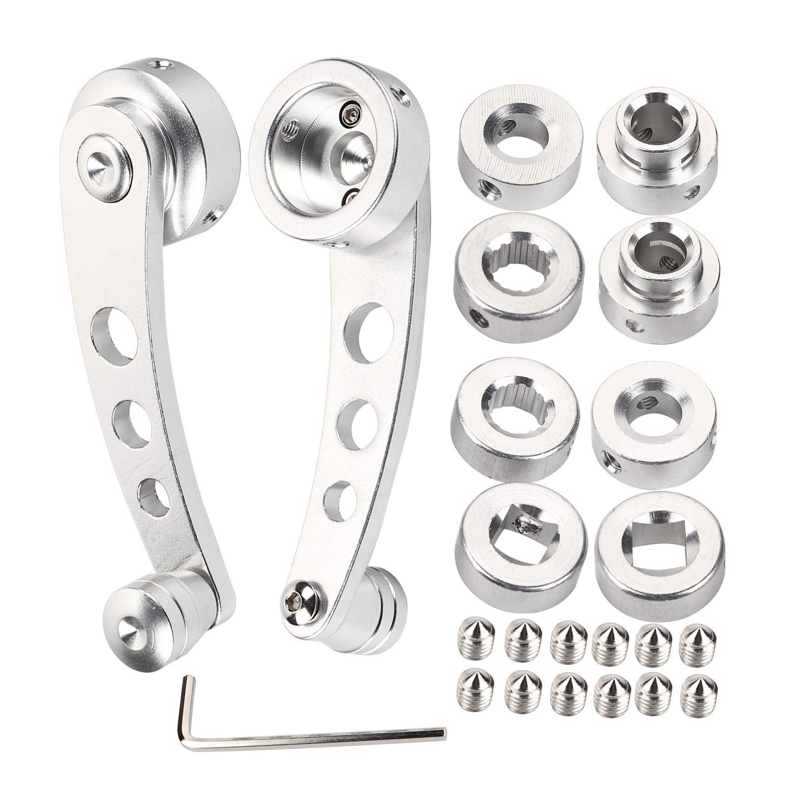 Window Crank Handle, 2Pcs Easy To Use Car Socket Crank Handle, Ergonomic Winder Crank, Alloy Window Handle Riser Fit For Classic Car(Silver)