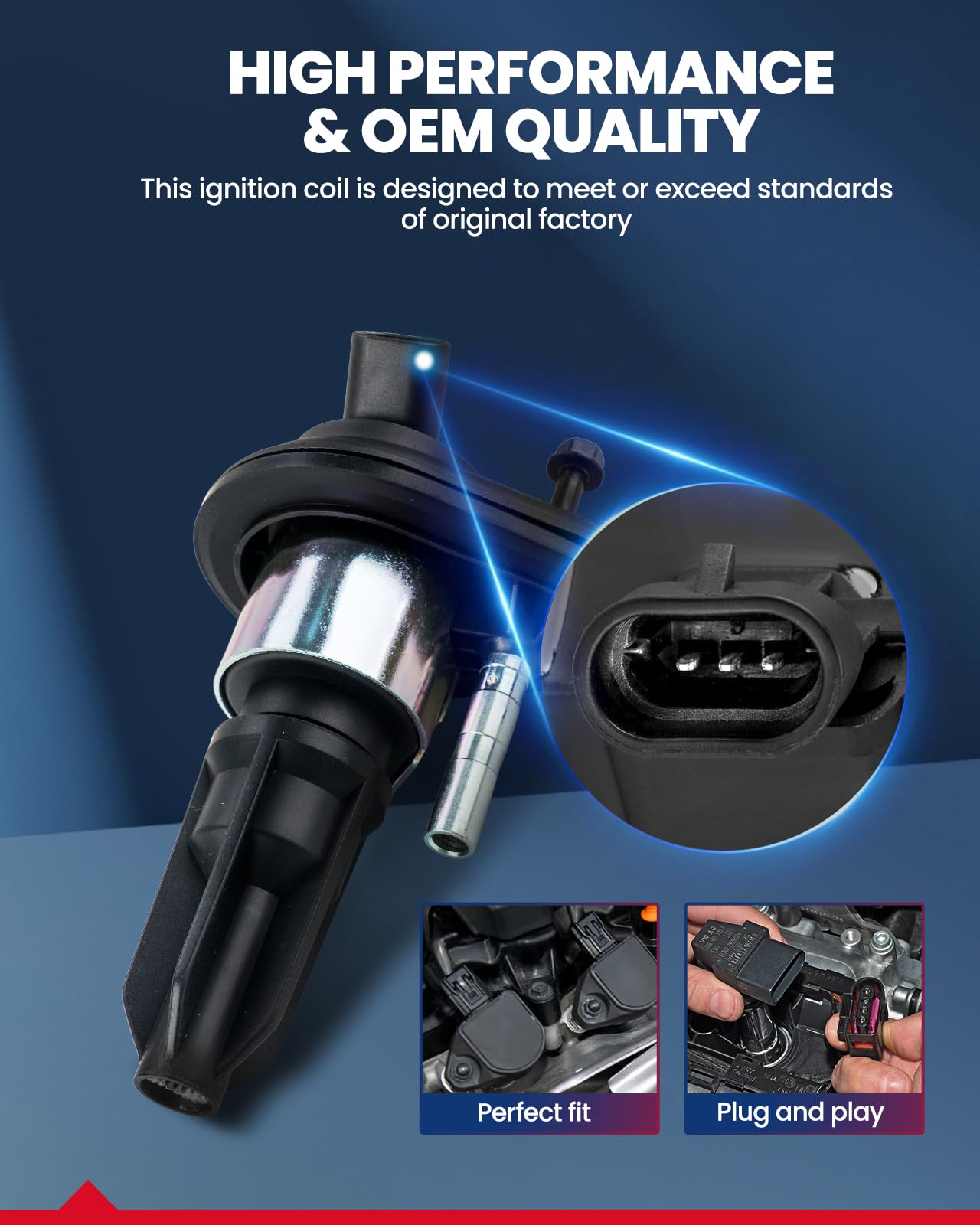 KAX UF303 Ignition Coil 6 Packs Fit for Trailblazer, Envoy XL, H3, Trailblazer EXT, Rainier, i-370, i-350, i-290, i-280, Envoy X