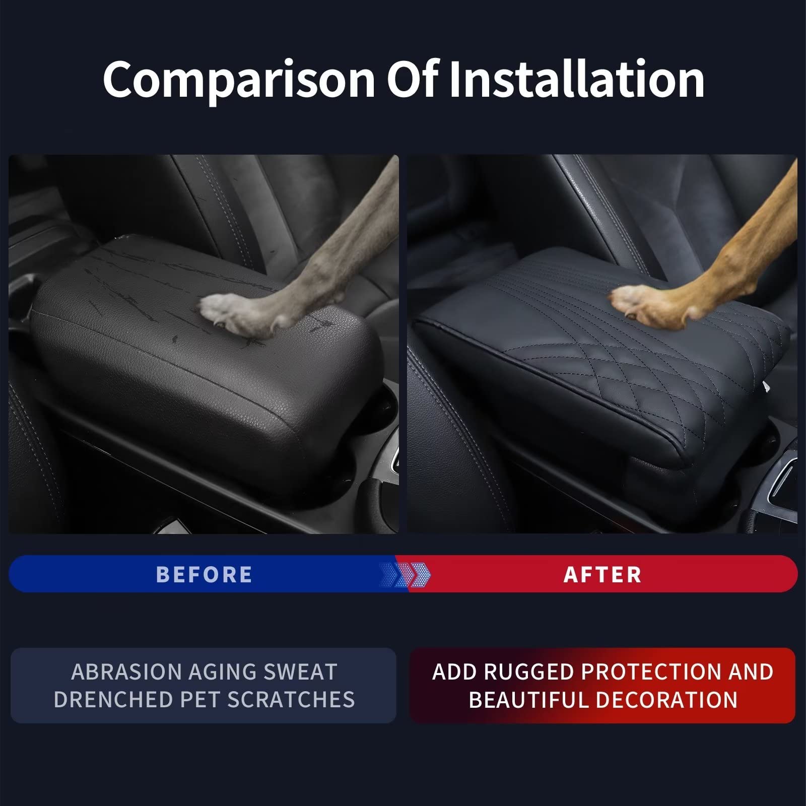 Qzhiren Car Center Console Cover-Armrest Box Mat,Memory Foam Leather Arm Rest Covering Car, Arm Rest Cushion For Suv/Truck/Vehicle(Black)