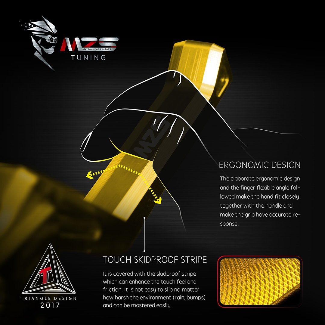 MZS Gold CNC Motorcycle Clutch Brake Levers, Adjustable, Compatible with GROM, CBR250R, CB300R, CB500R, Stainless Steel